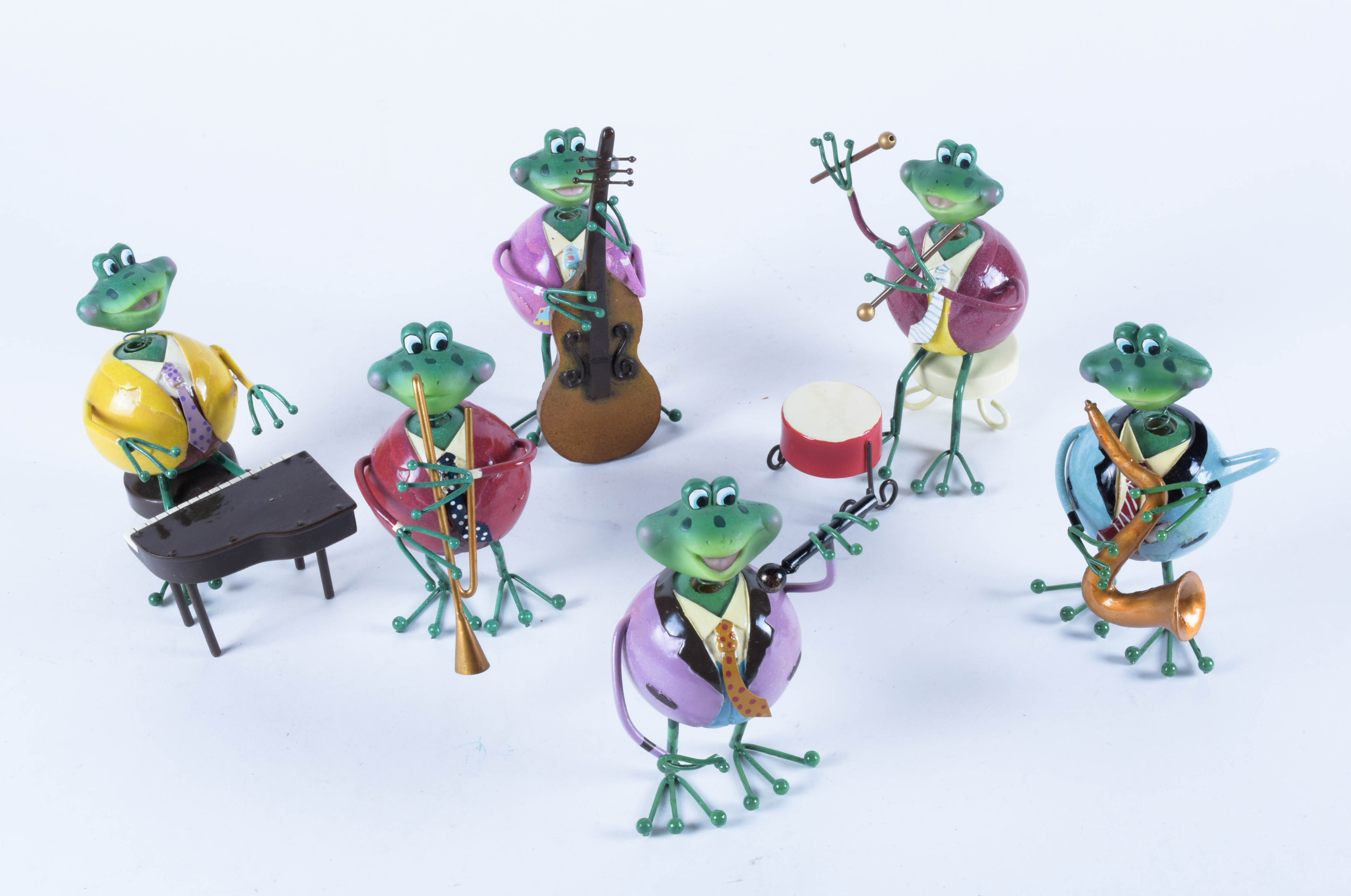 Grouping of Frog Musician Figurines