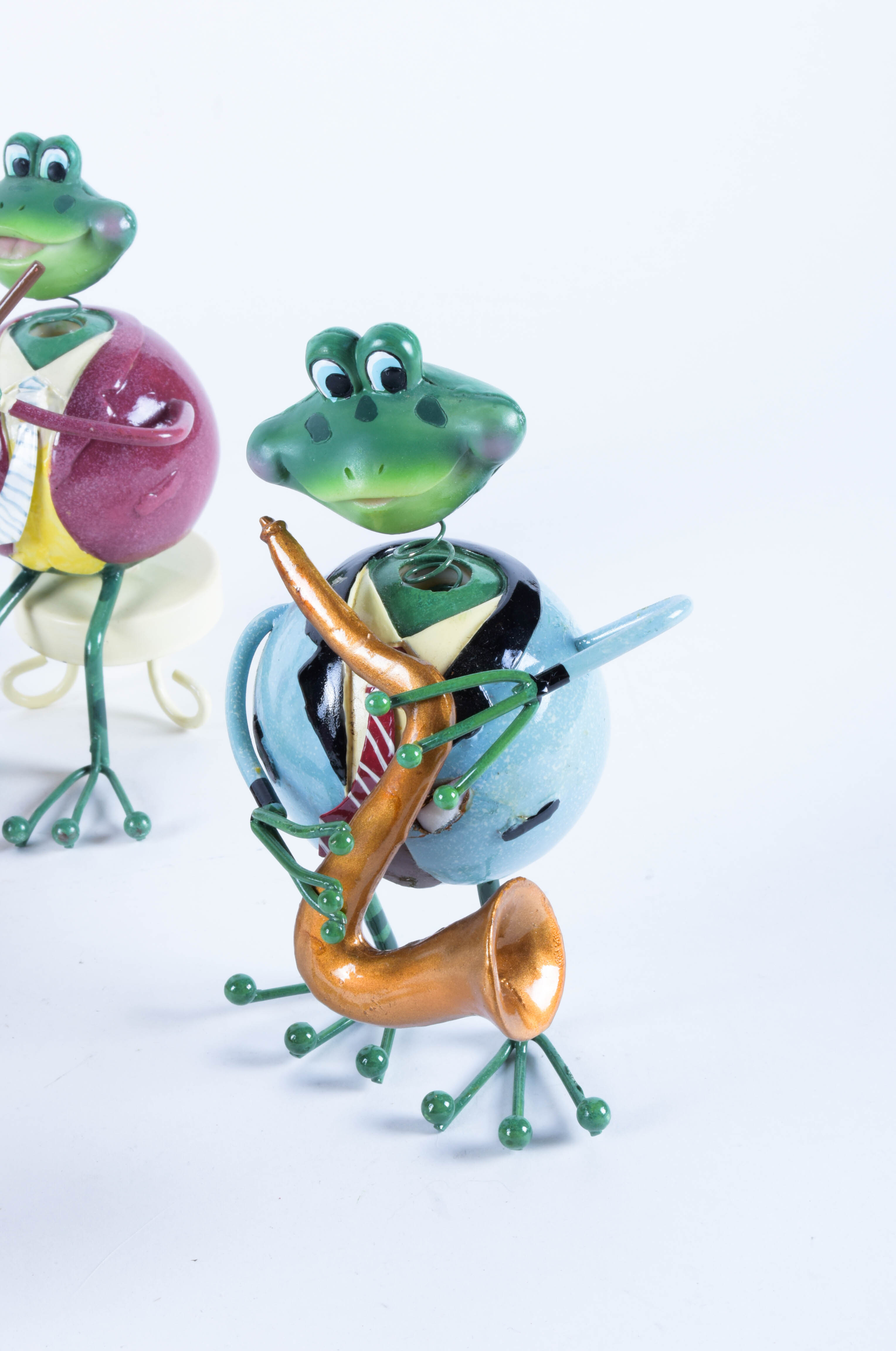 Grouping of Frog Musician Figurines