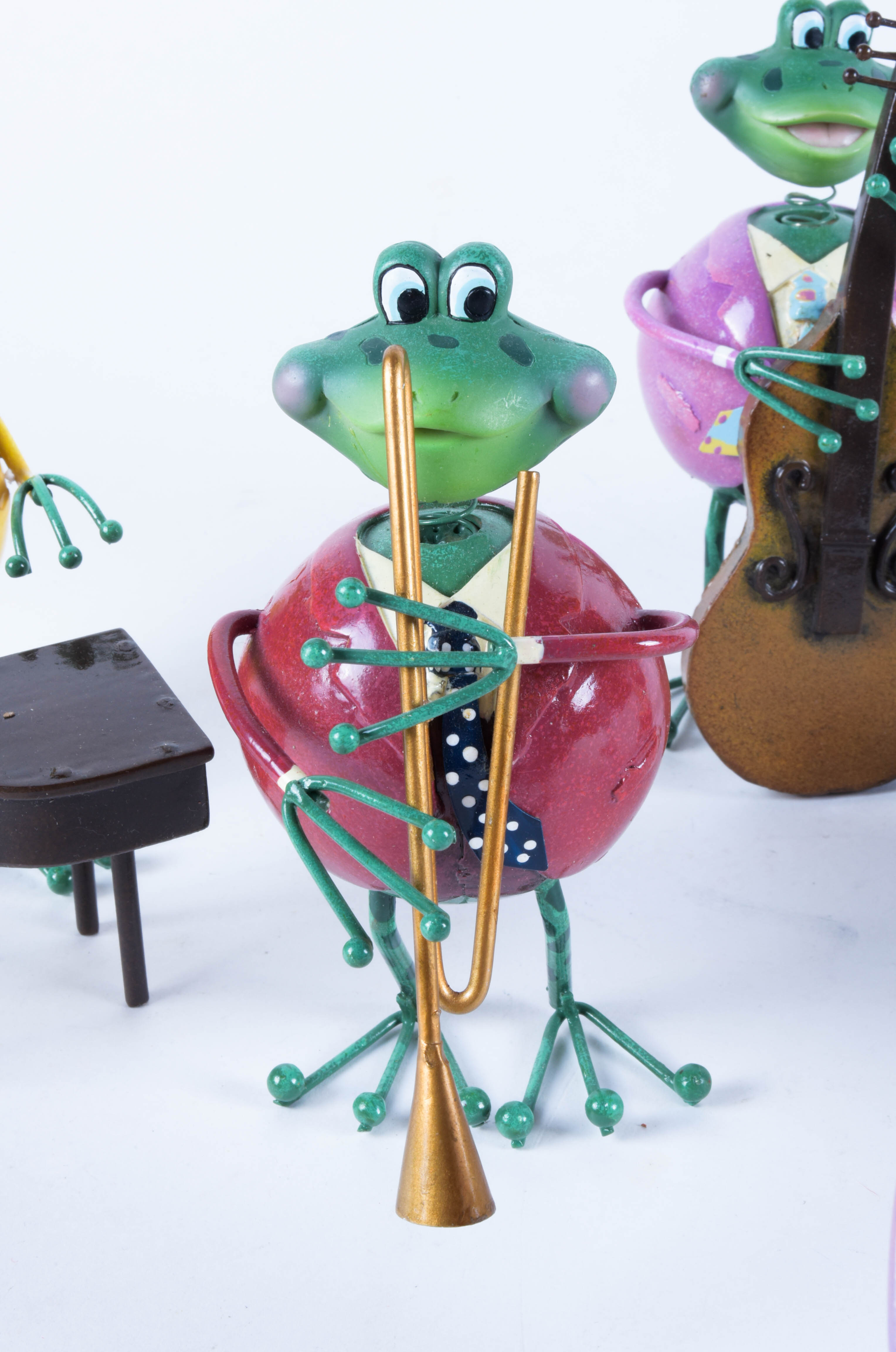 Grouping of Frog Musician Figurines