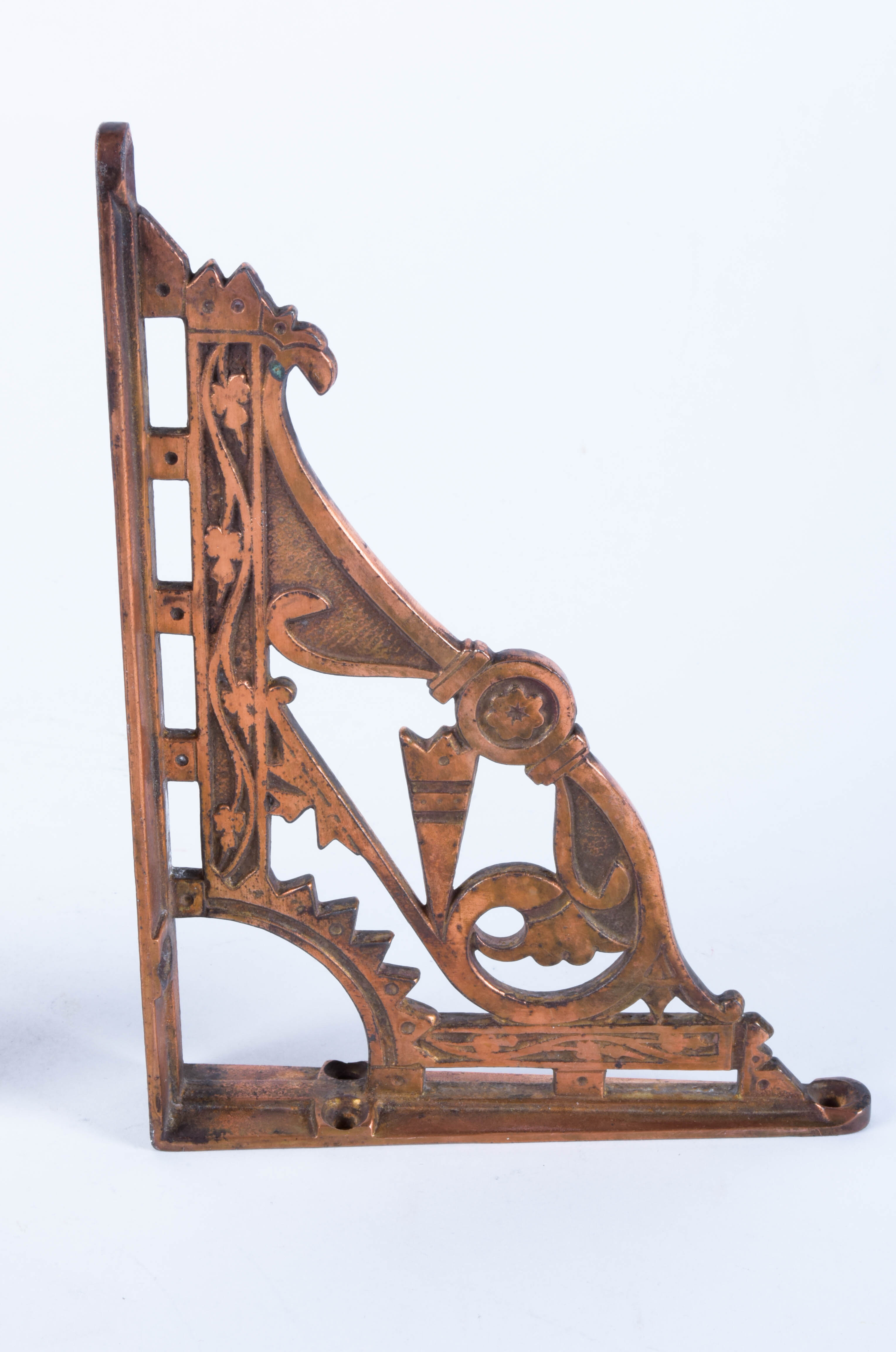 Pair of Eastlake  Shelf Brackets in Cast Iron with Copper Plating