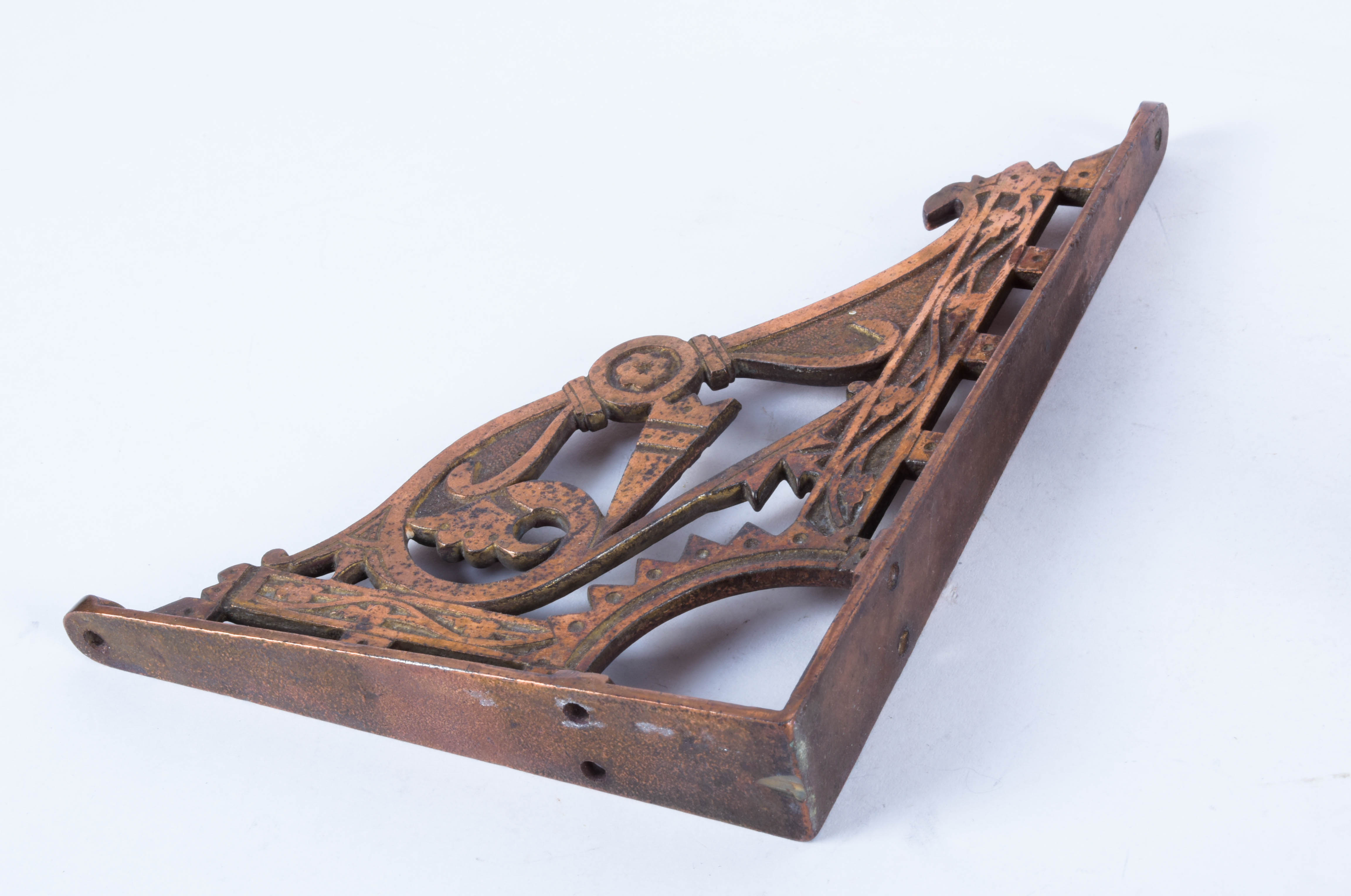 Pair of Eastlake  Shelf Brackets in Cast Iron with Copper Plating