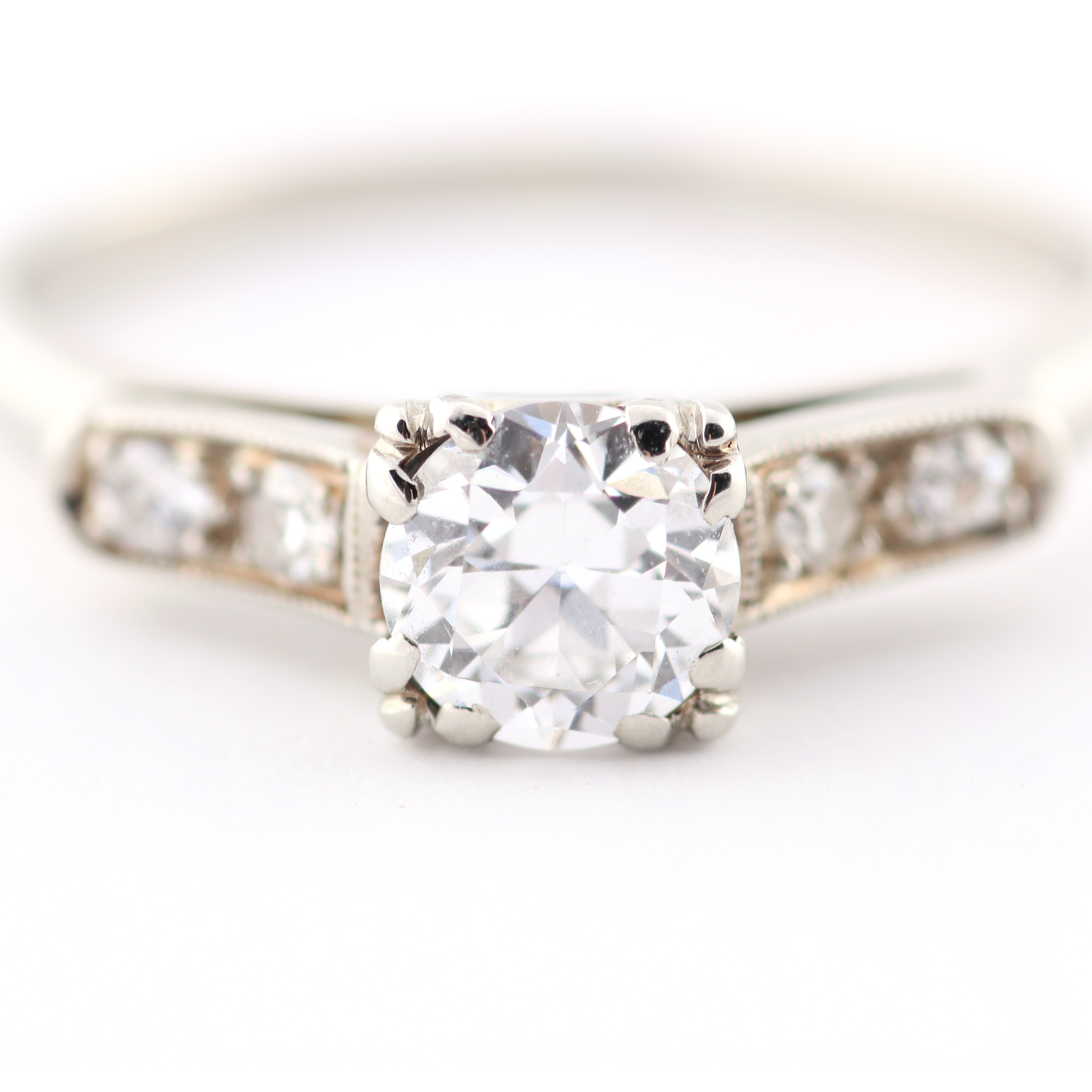 Diamond and 14k White Gold Art Deco Ring