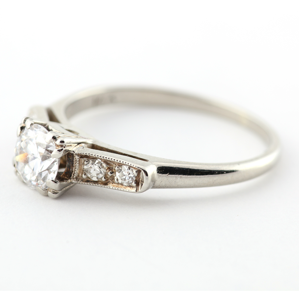 Diamond and 14k White Gold Art Deco Ring