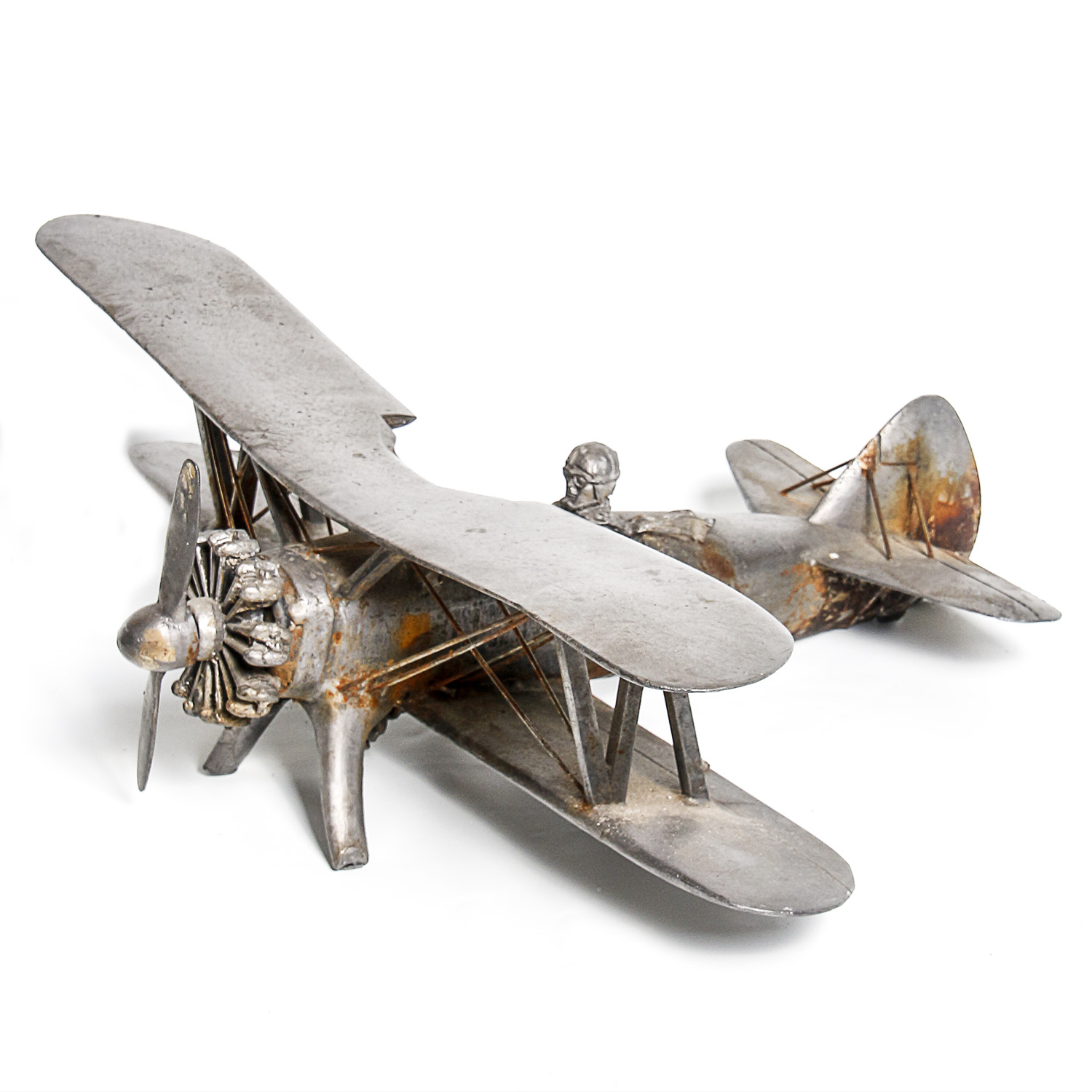 Vintage Pewter Model Bi-Plane