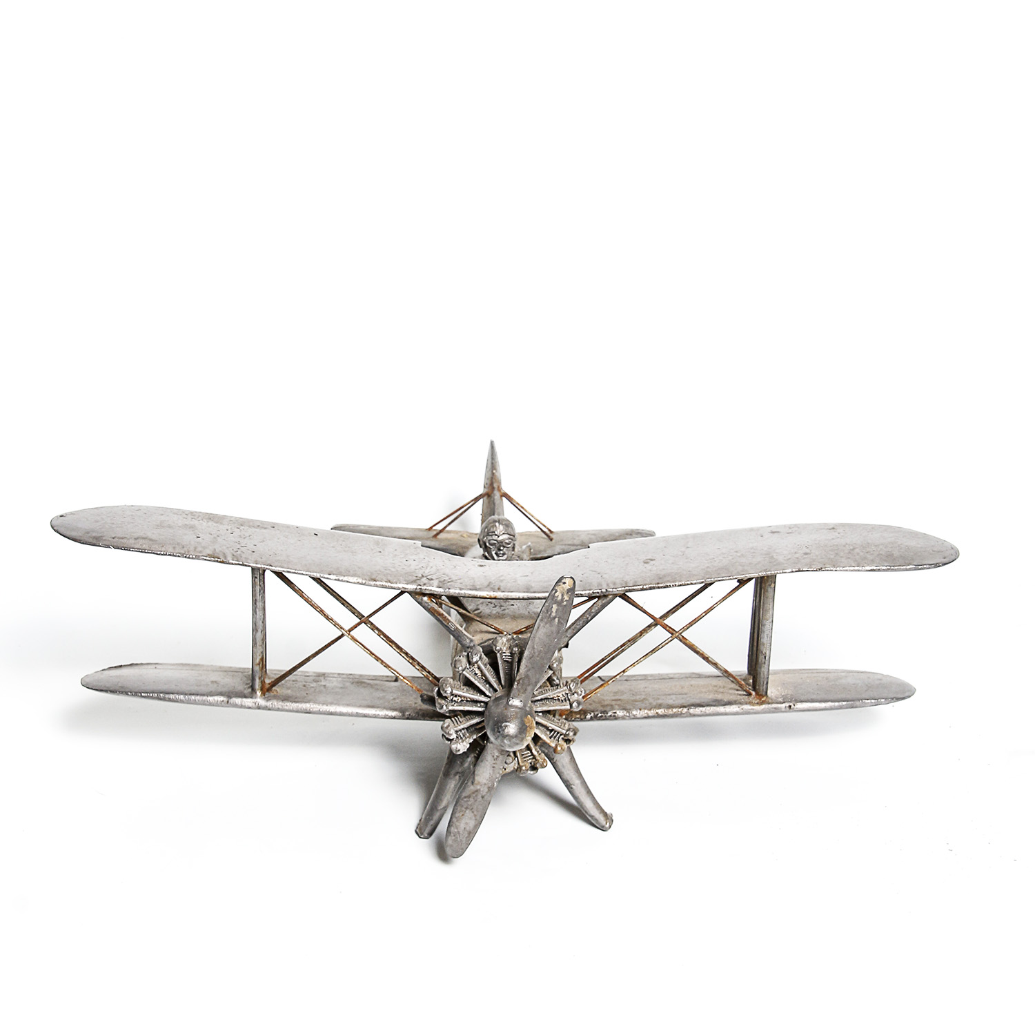 Vintage Pewter Model Bi-Plane