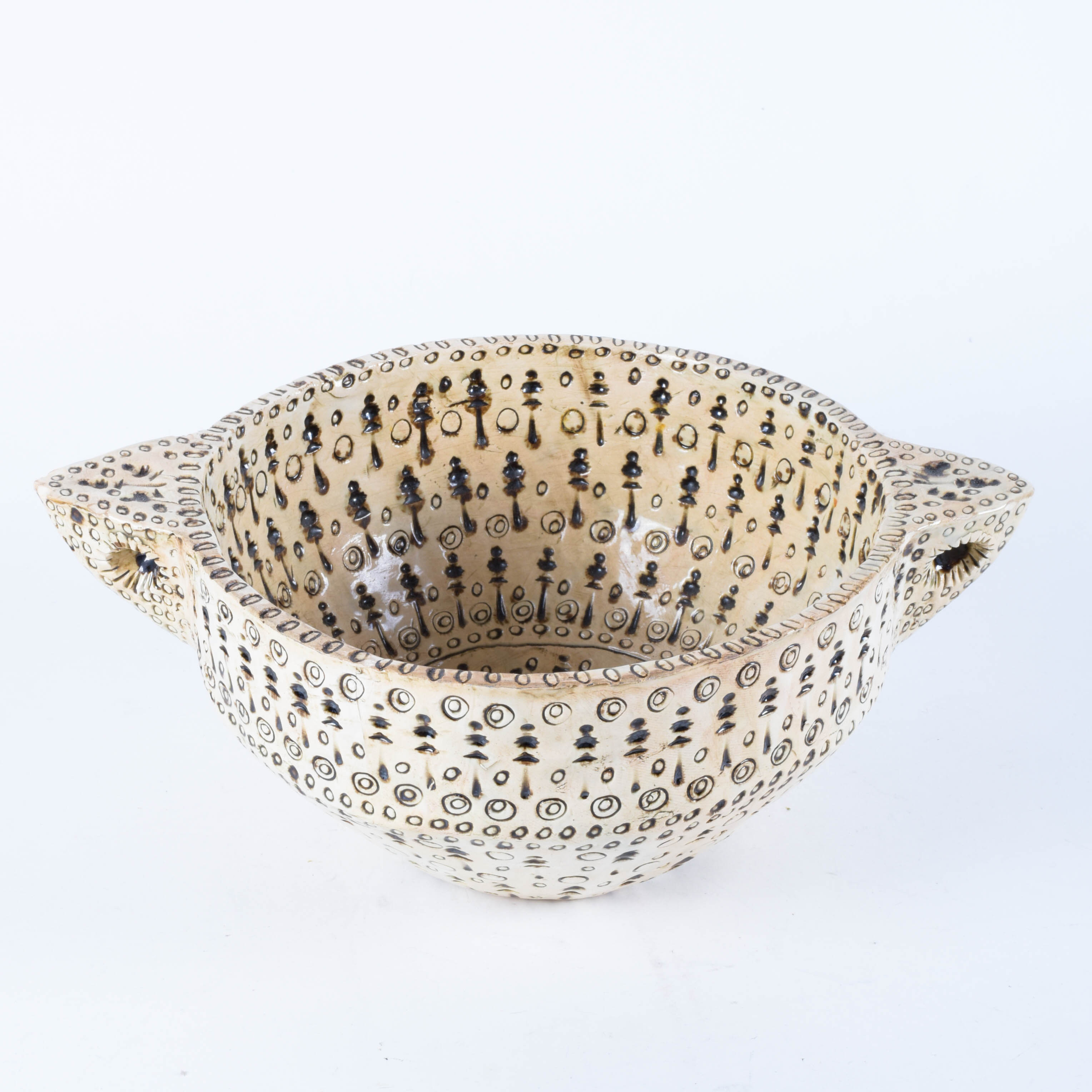 Keskar Mid Century Stamped Stoneware Bowl