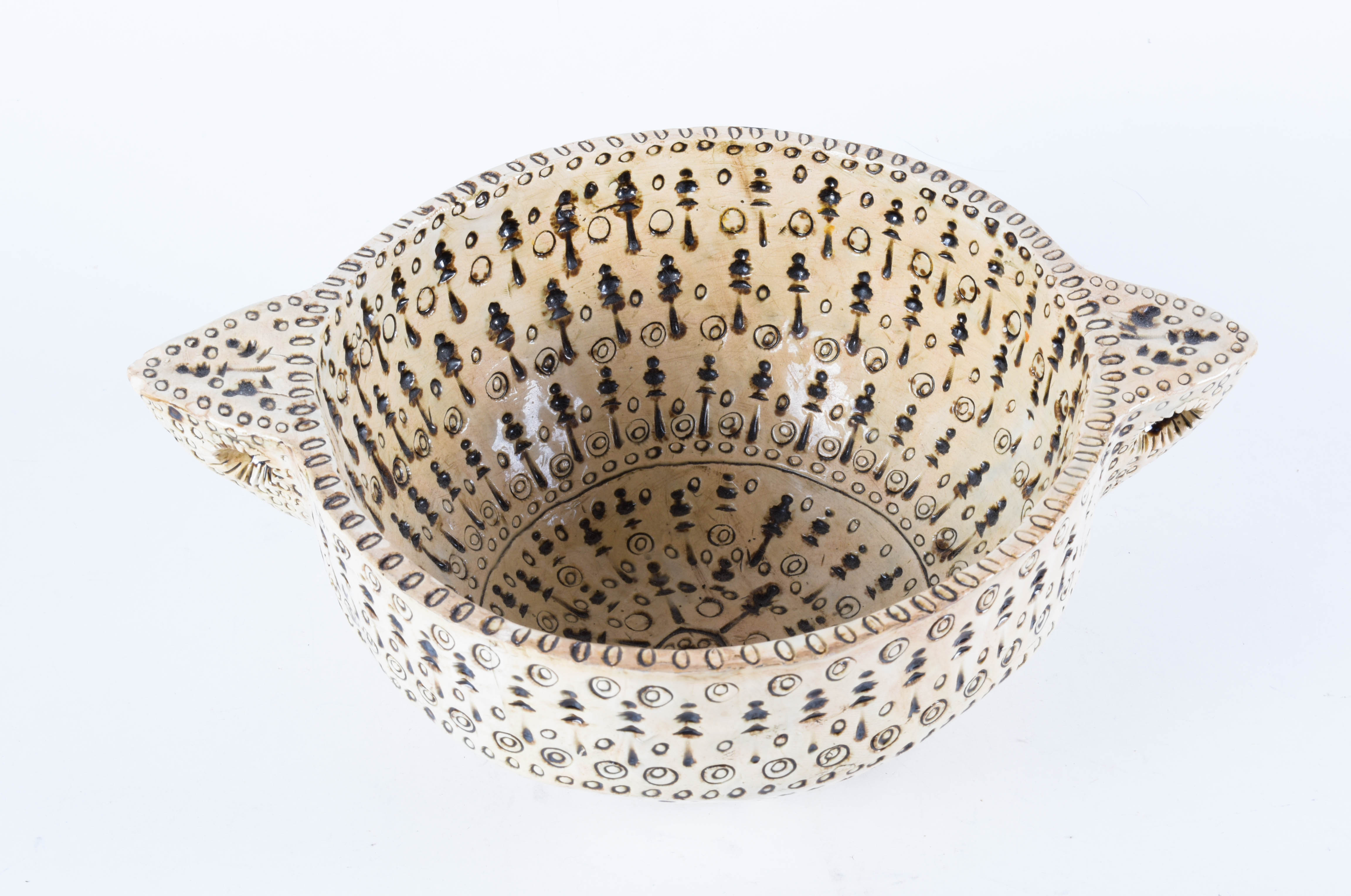 Keskar Mid Century Stamped Stoneware Bowl