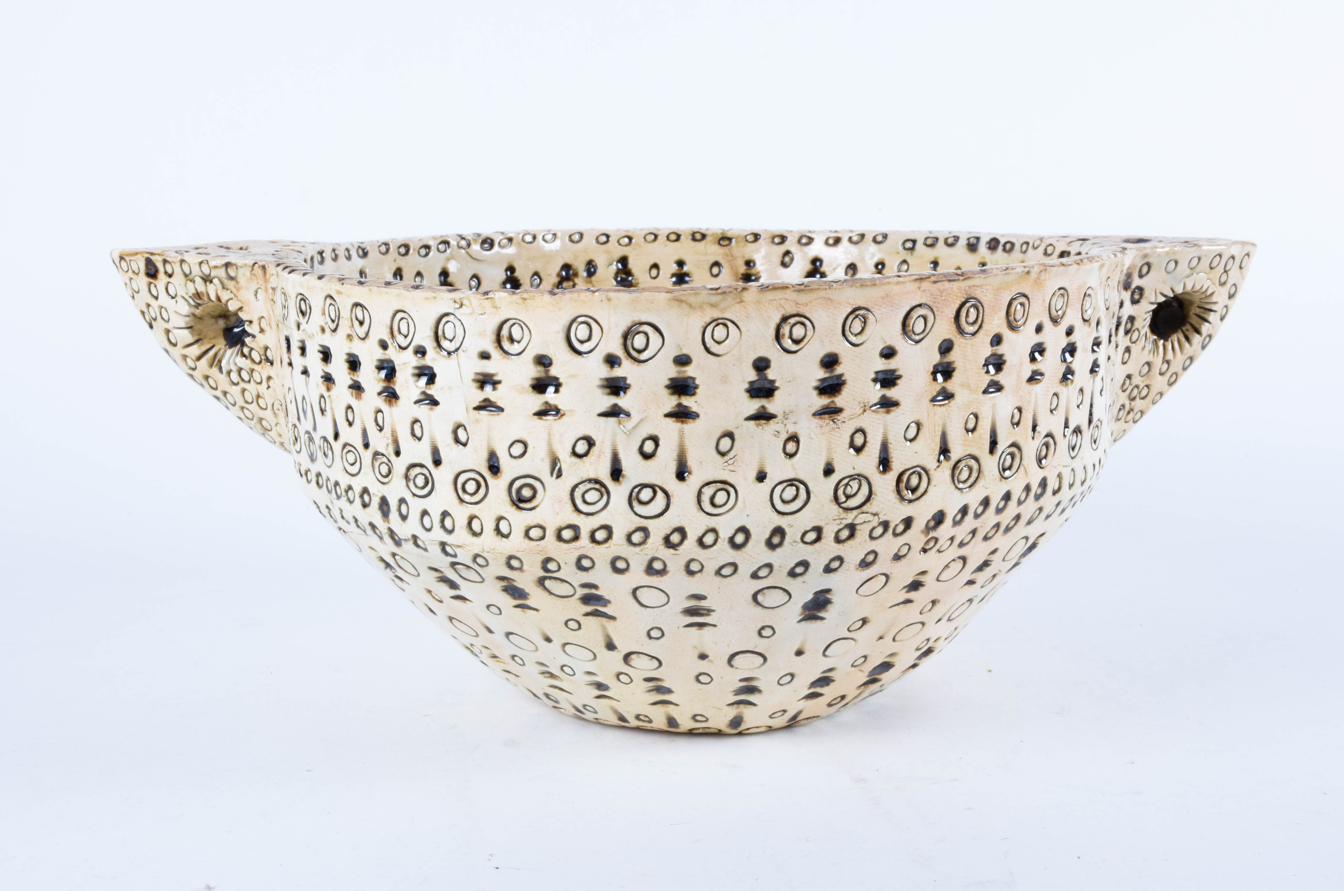 Keskar Mid Century Stamped Stoneware Bowl