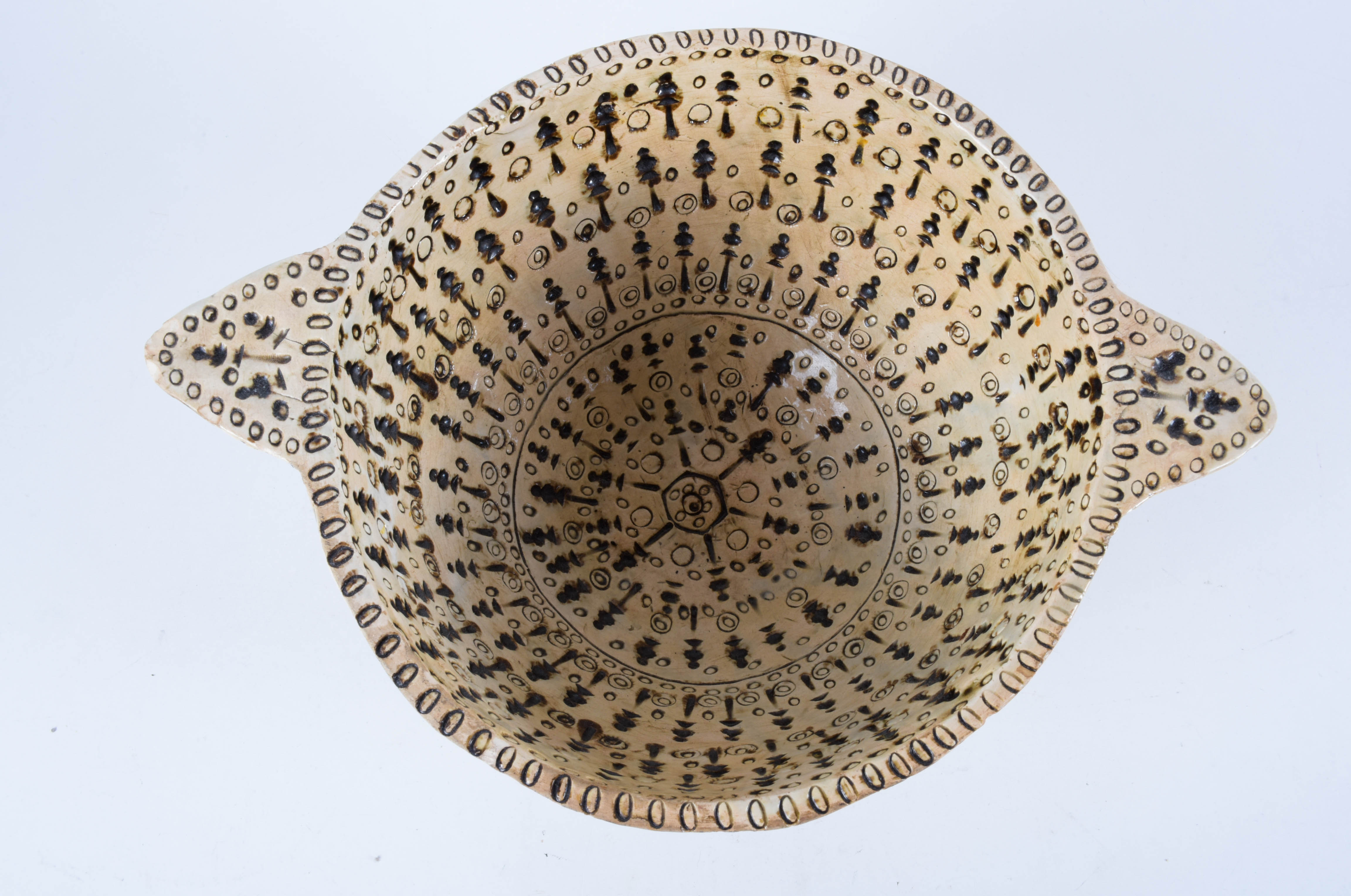 Keskar Mid Century Stamped Stoneware Bowl