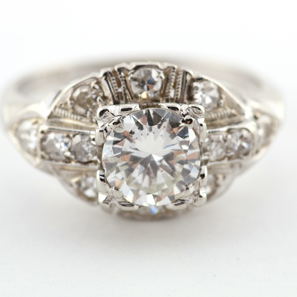 14K White Gold 1.10 CTW Diamond Ring