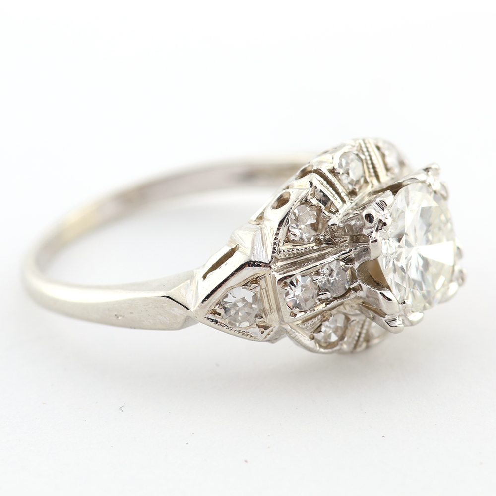 14K White Gold 1.10 CTW Diamond Ring