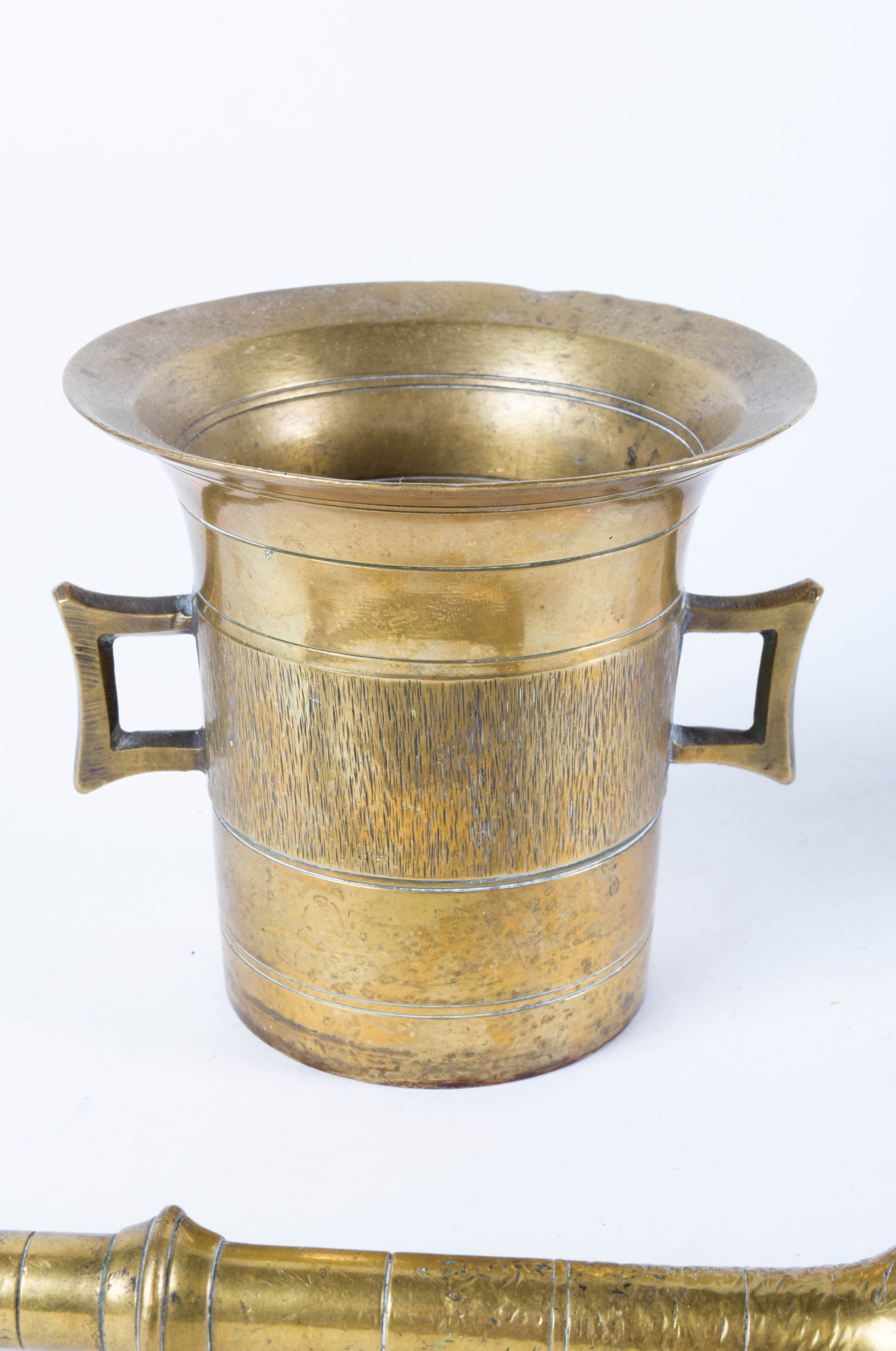 Brass Tone Pestle and Mortar Pair