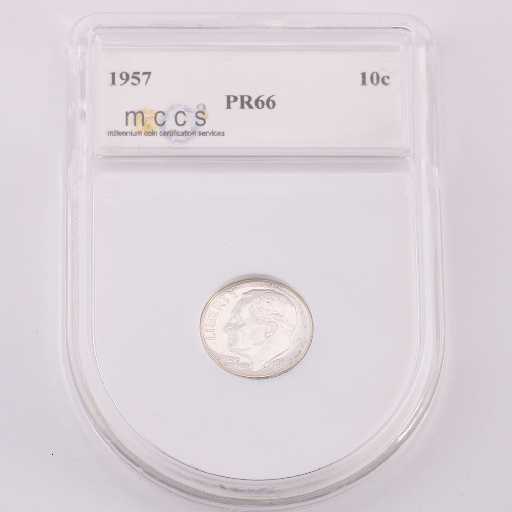Encapsulated 1957 Graded Silver Dime