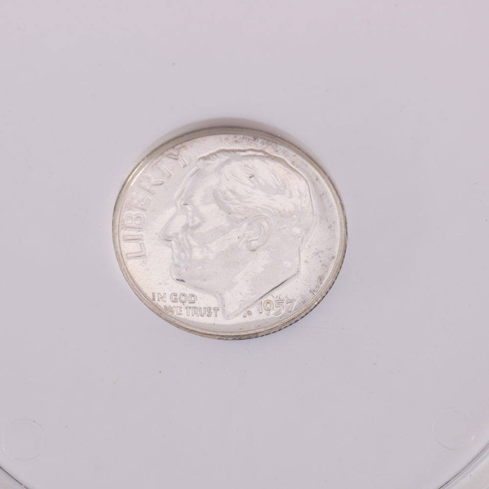 Encapsulated 1957 Graded Silver Dime