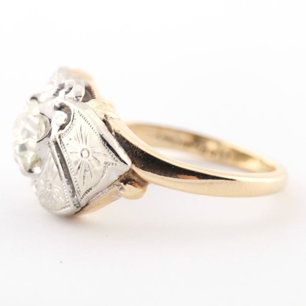 Diamond and 14K Two Toned Gold Ring