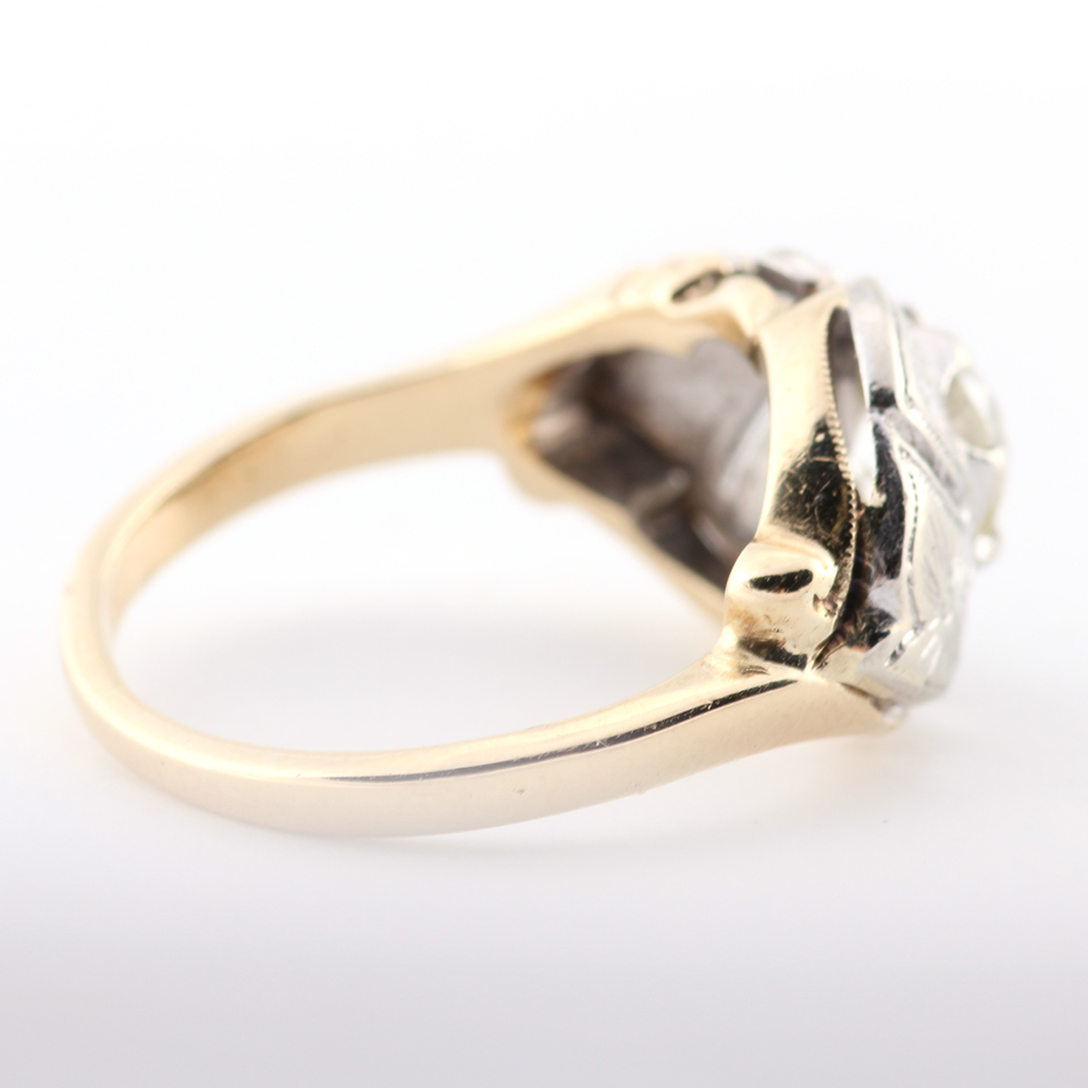 Diamond and 14K Two Toned Gold Ring