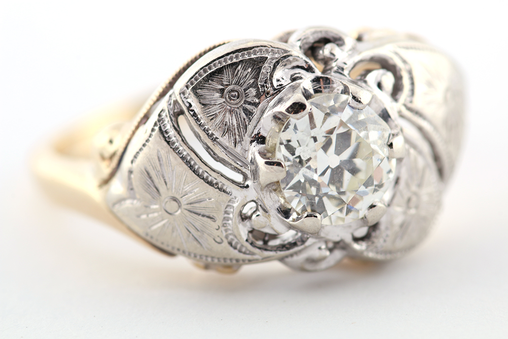 Diamond and 14K Two Toned Gold Ring