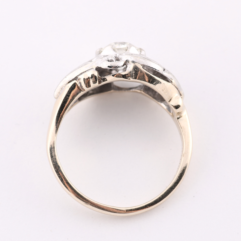 Diamond and 14K Two Toned Gold Ring