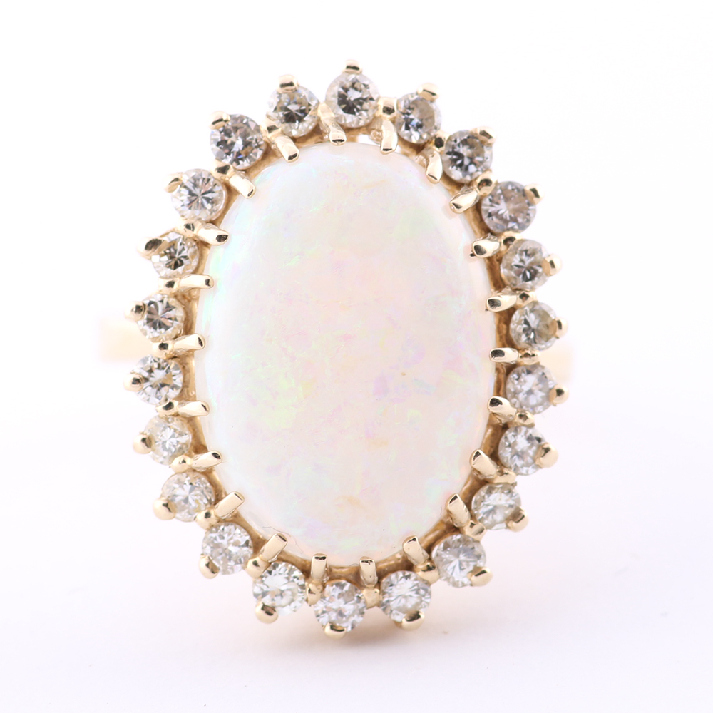 Opal and Diamond 14K Gold Cocktail Ring