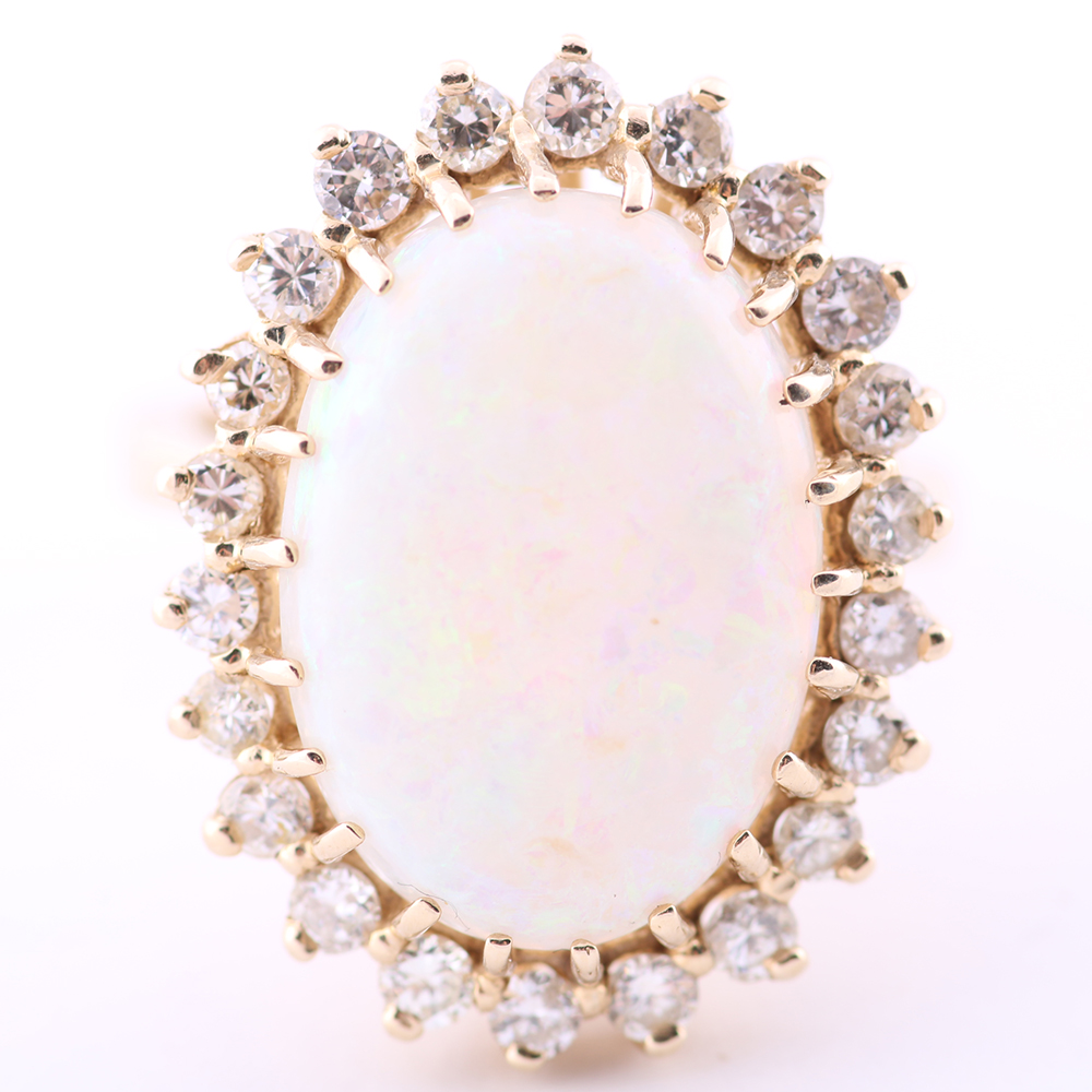Opal and Diamond 14K Gold Cocktail Ring