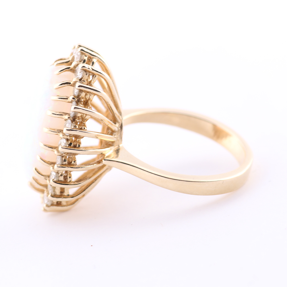 Opal and Diamond 14K Gold Cocktail Ring