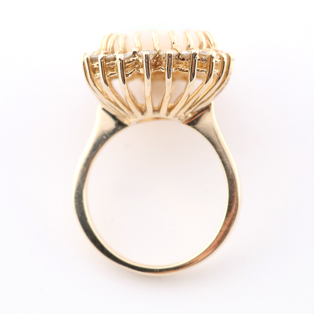 Opal and Diamond 14K Gold Cocktail Ring