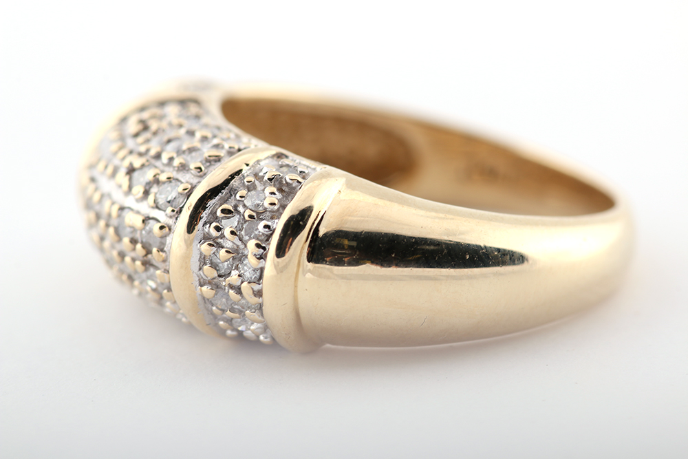 14K Yellow Gold and Diamond Ring