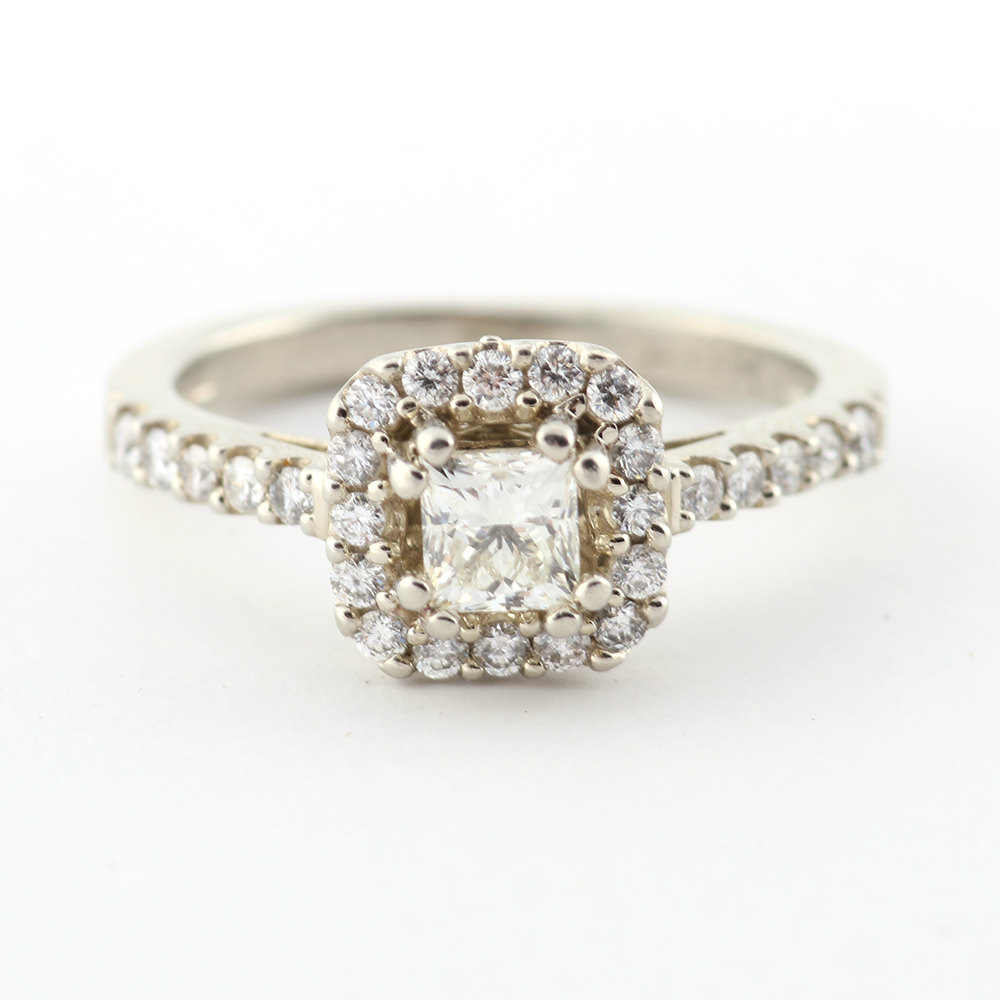 1.00 CTW Diamond and 19K White Gold Ring