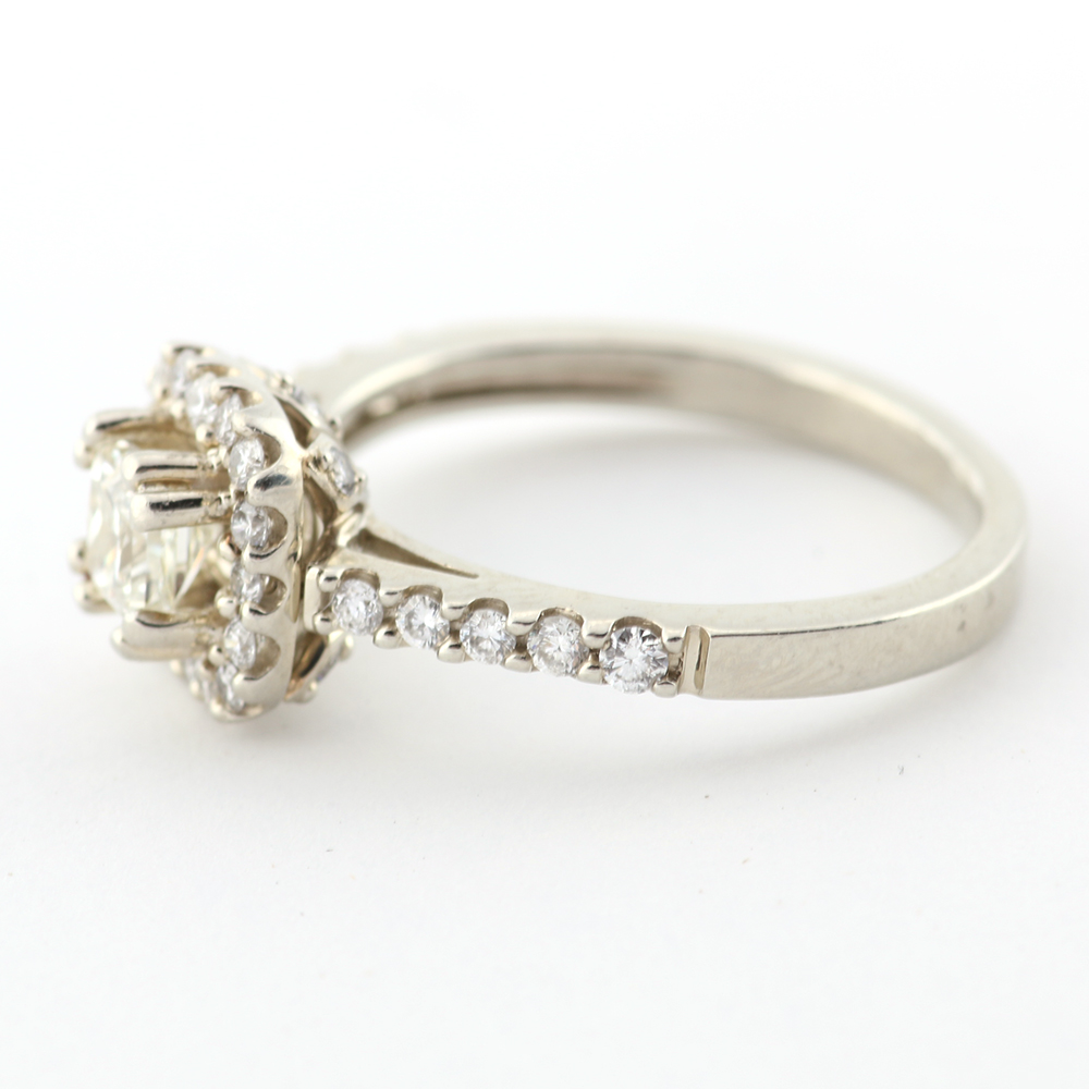 1.00 CTW Diamond and 19K White Gold Ring