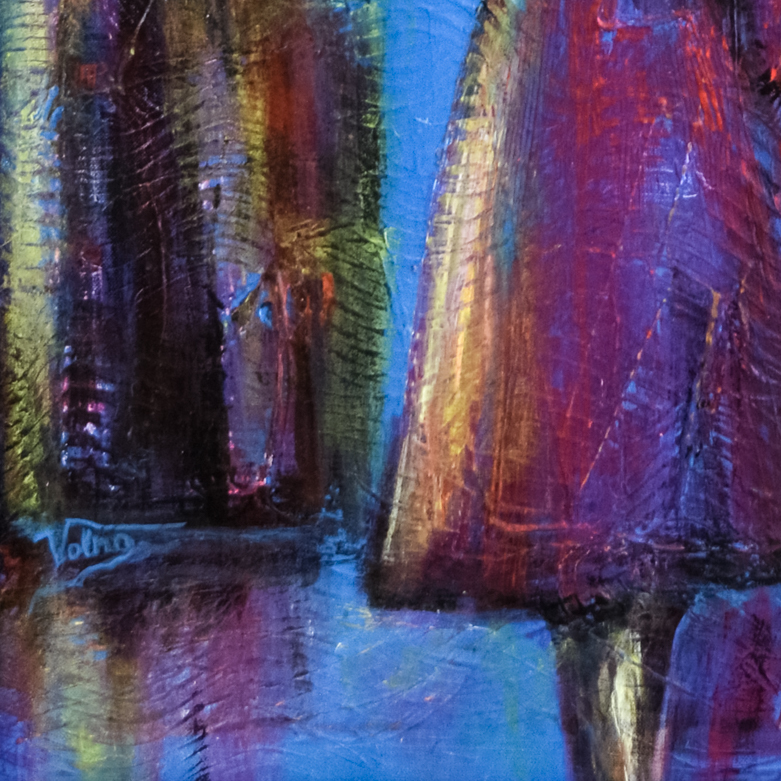 Nadia Volna Signed Acrylic Painting on Canvas