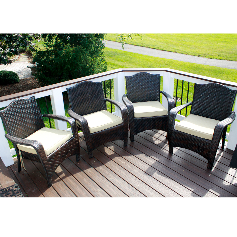 Four Frontgate Outdoor Chairs with Cushions