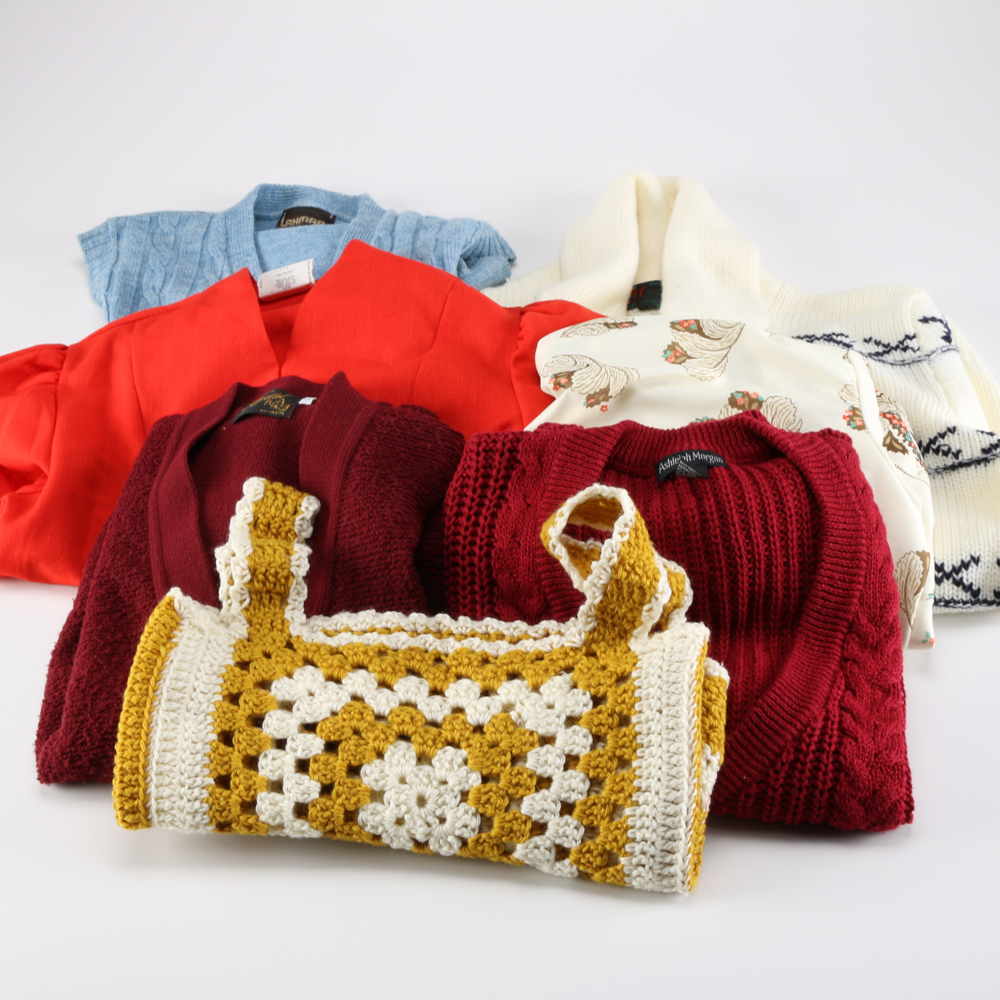 Assortment of Vintage Sweaters and Blouses