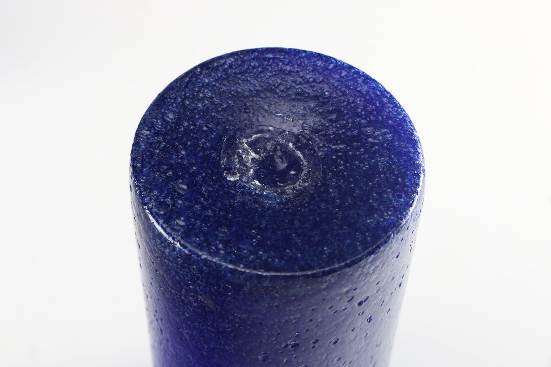 Set of Four Blue Glass Candle Holders