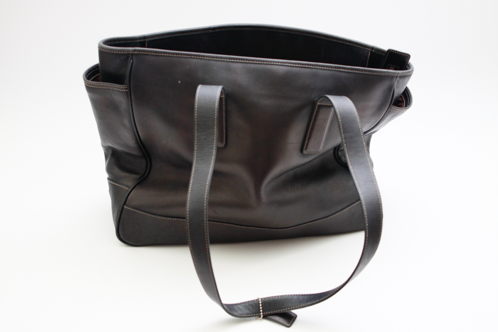 Coach Black Leather Double-Handle Tote