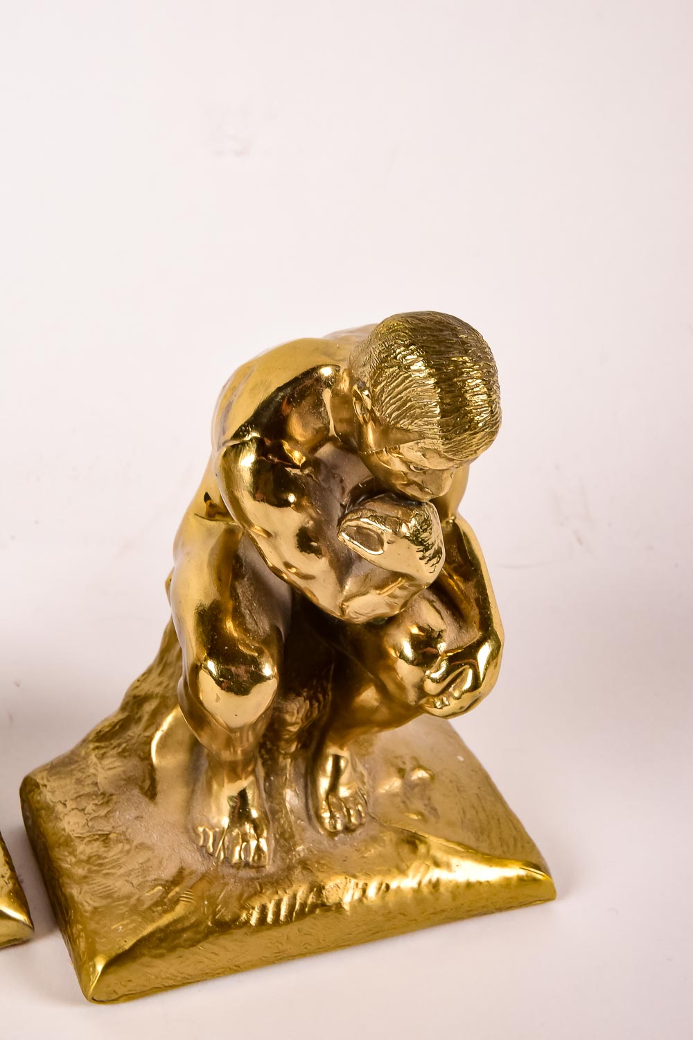Brass Bookends after "The Thinker"