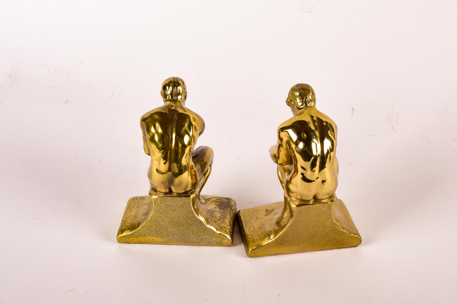 Brass Bookends after "The Thinker"