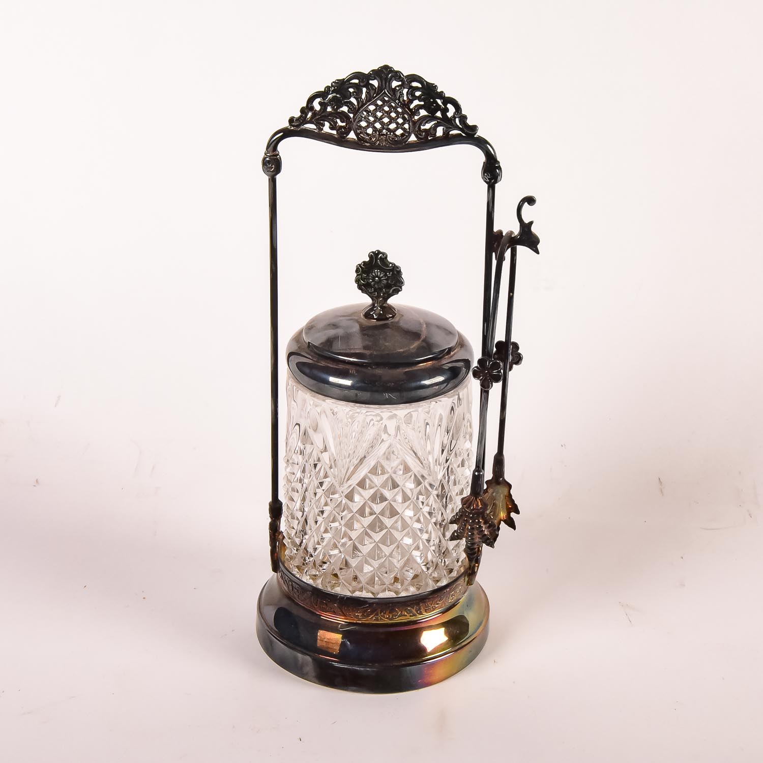 Silver Plate and Glass Pickle Jar