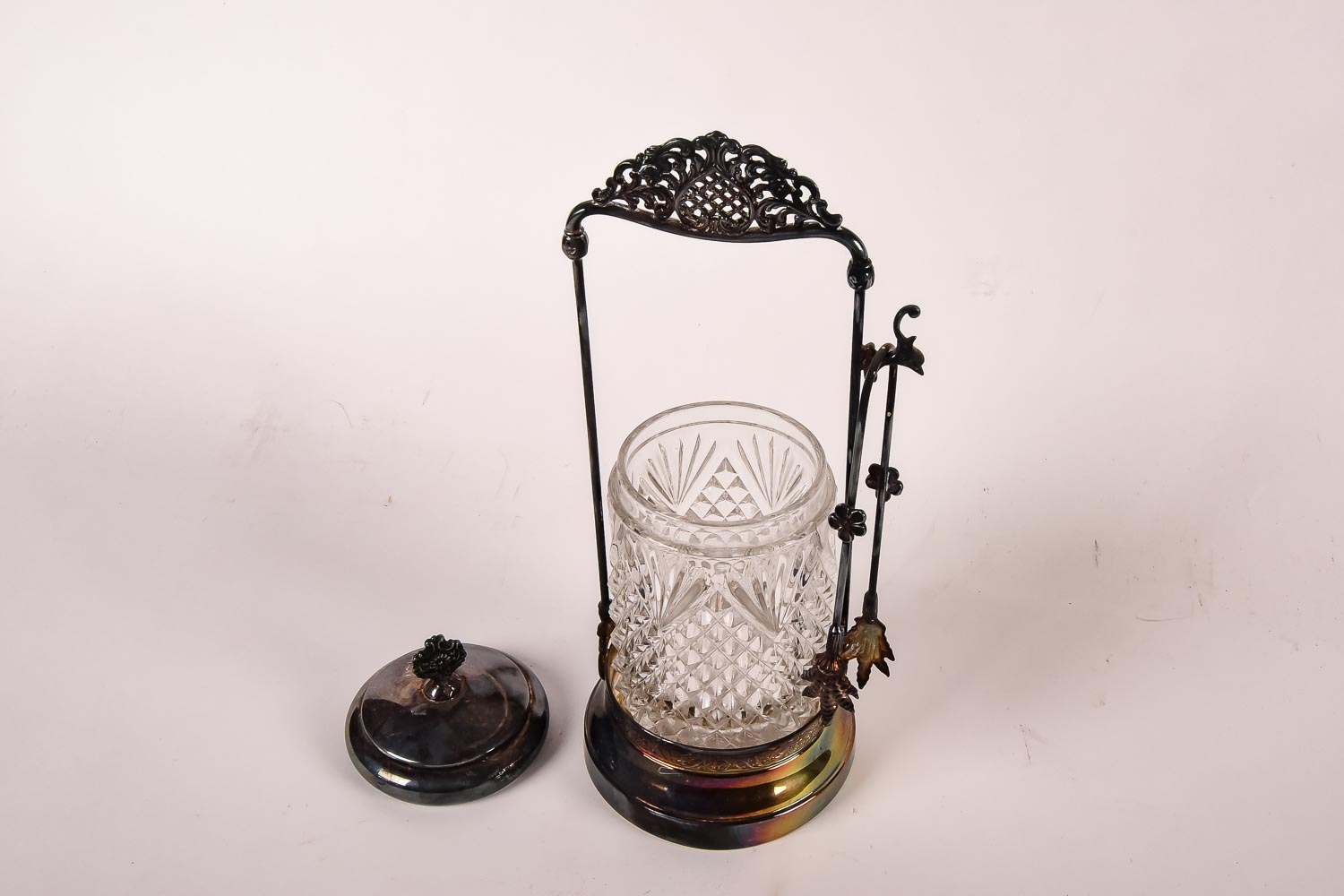 Silver Plate and Glass Pickle Jar