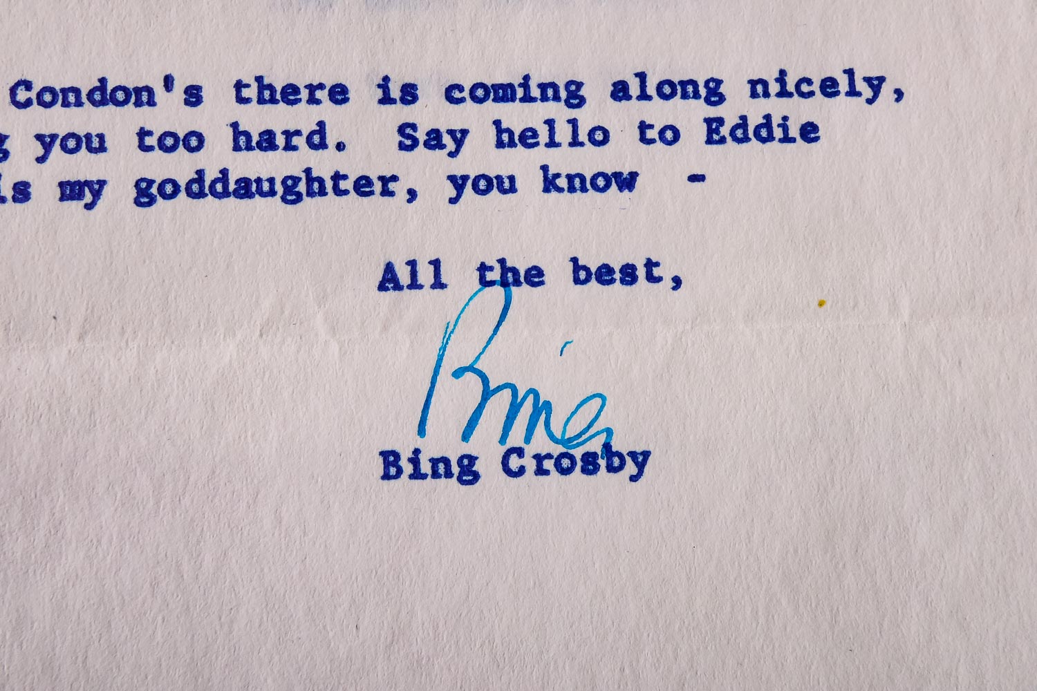 Bing Crosby Signed Letter