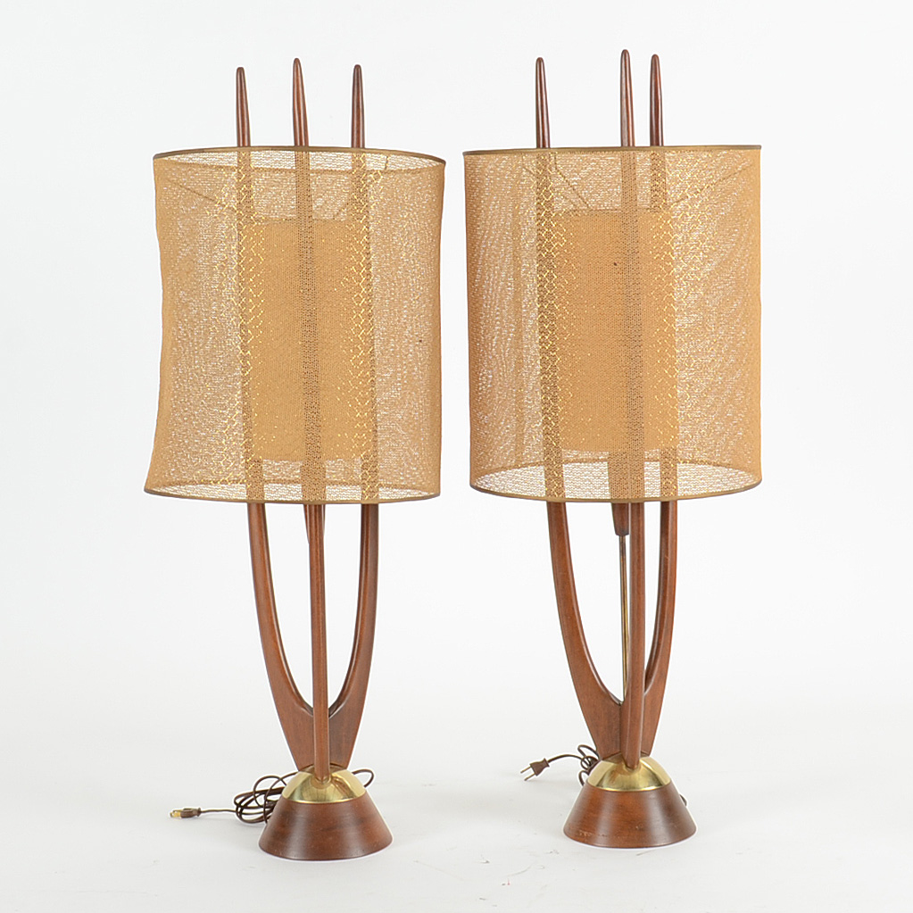 Pair of Modeline Teak Lamps by Adrian Pearsall