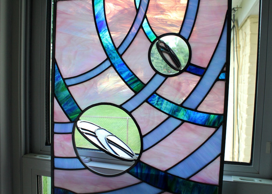 Stained Glass Window Pane with Rotating Discs | EBTH