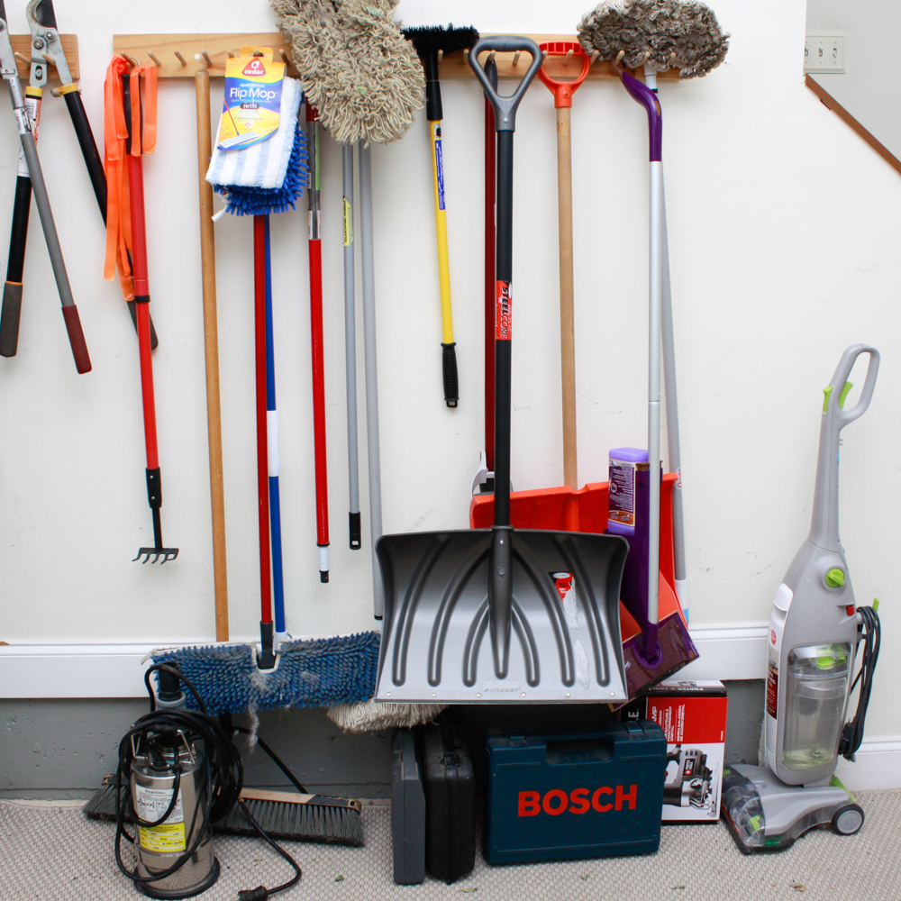 Collection of Tools and Cleaning Supplies