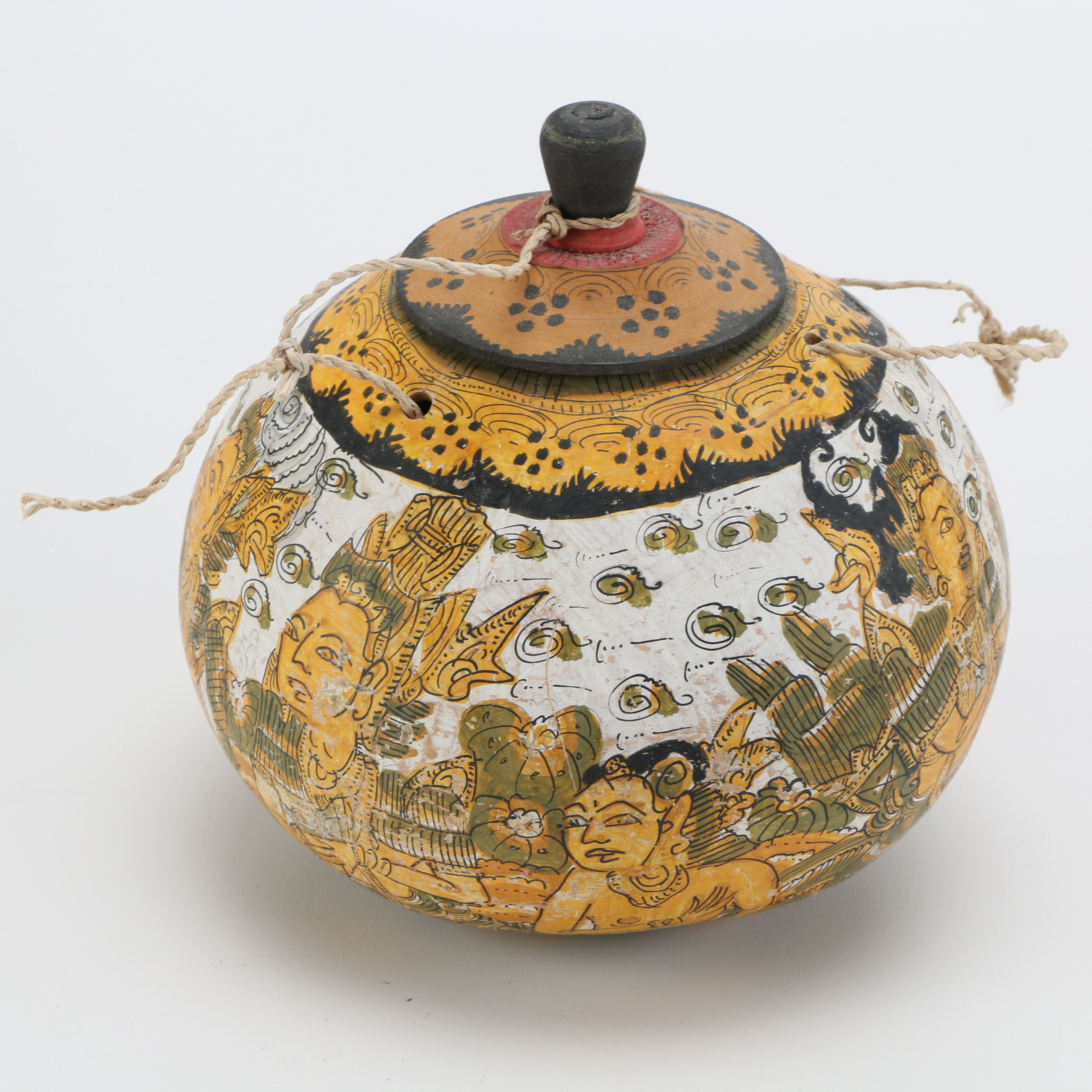 Hand-Painted Balinese Kamasan Lime Gourd