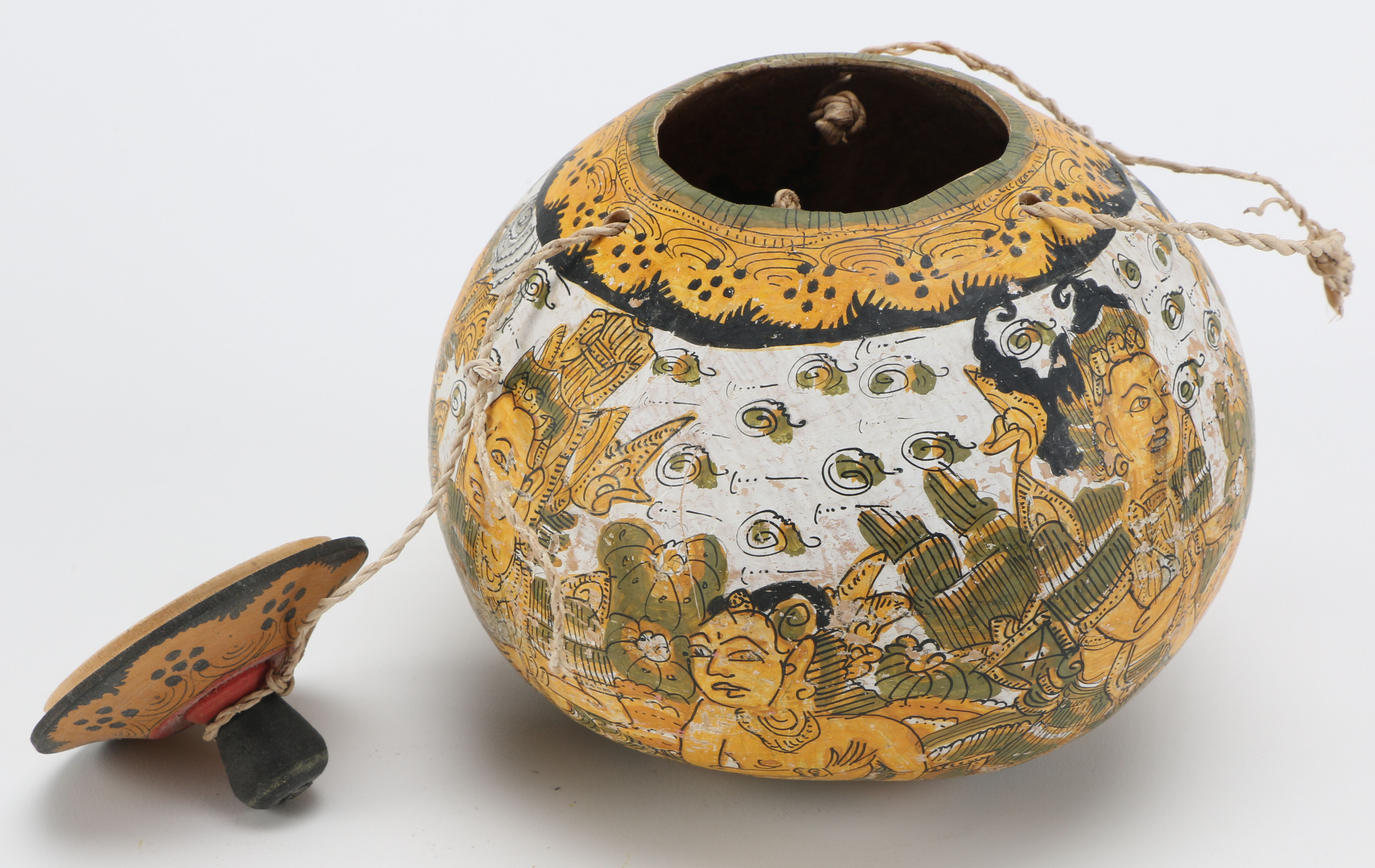 Hand-Painted Balinese Kamasan Lime Gourd