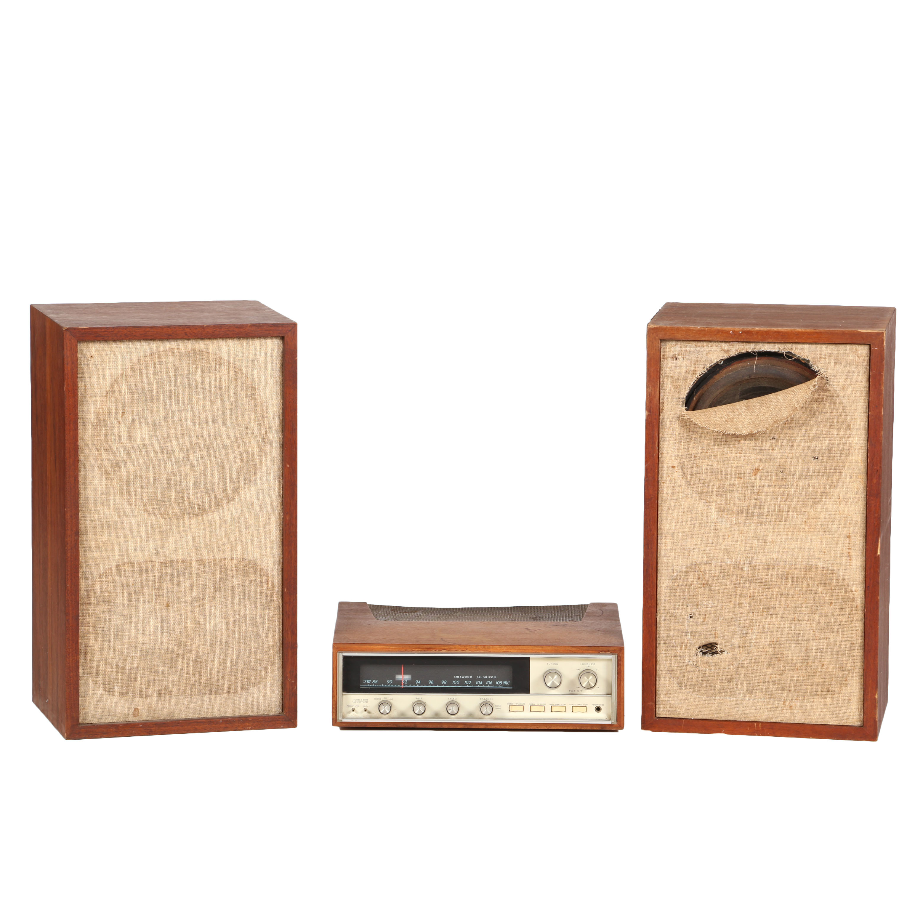 Vintage Sherwood Electronics S-8800 Receiver and Speaker Cabinet