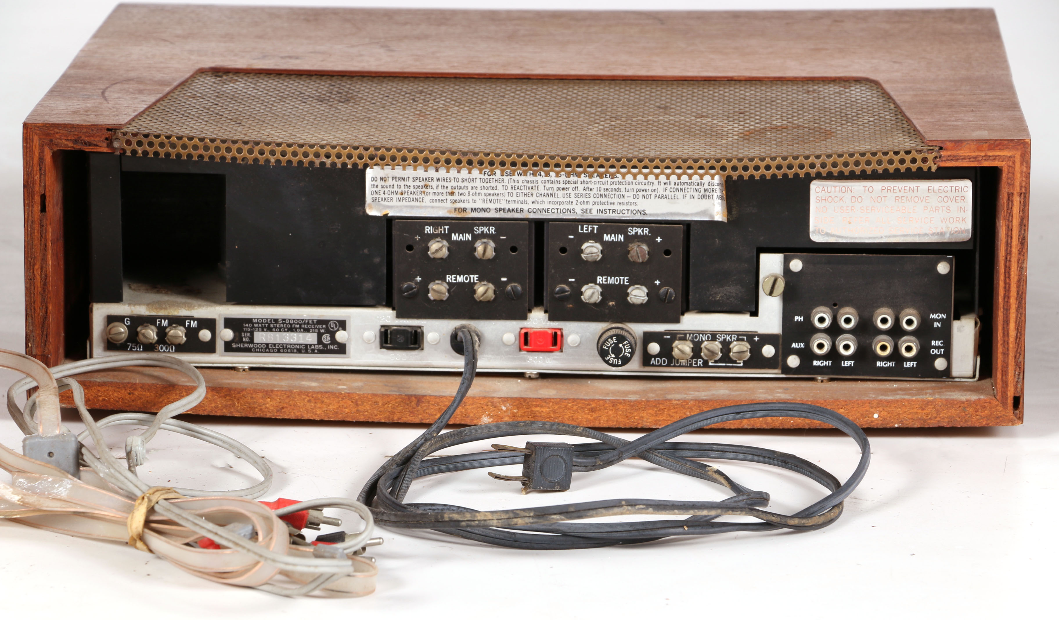 Vintage Sherwood Electronics S-8800 Receiver and Speaker Cabinet