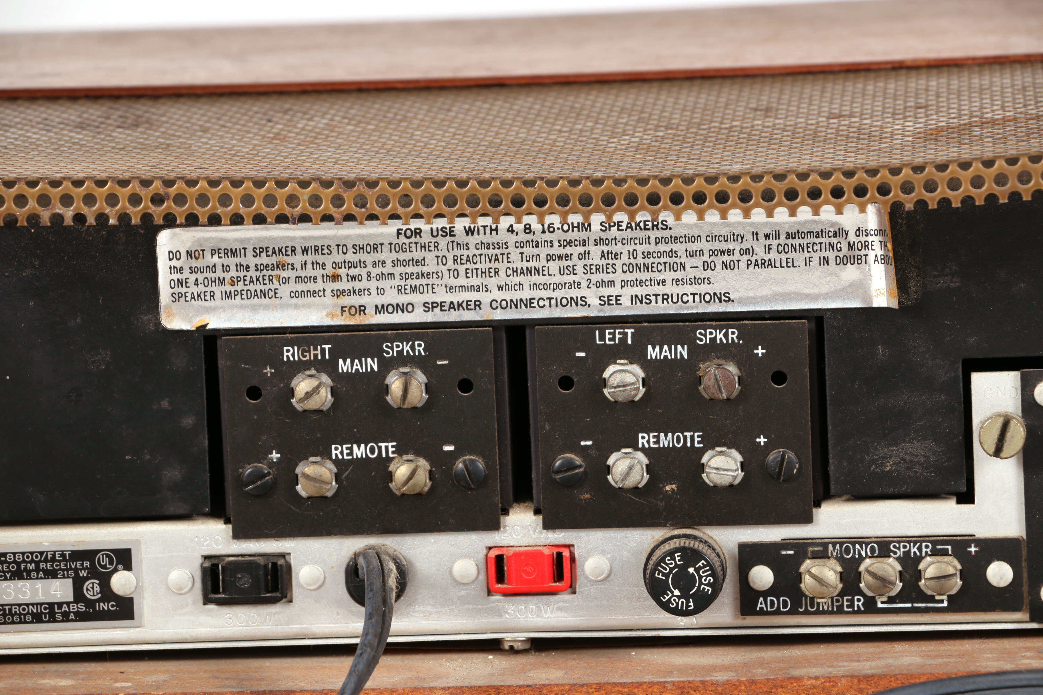 Vintage Sherwood Electronics S-8800 Receiver and Speaker Cabinet