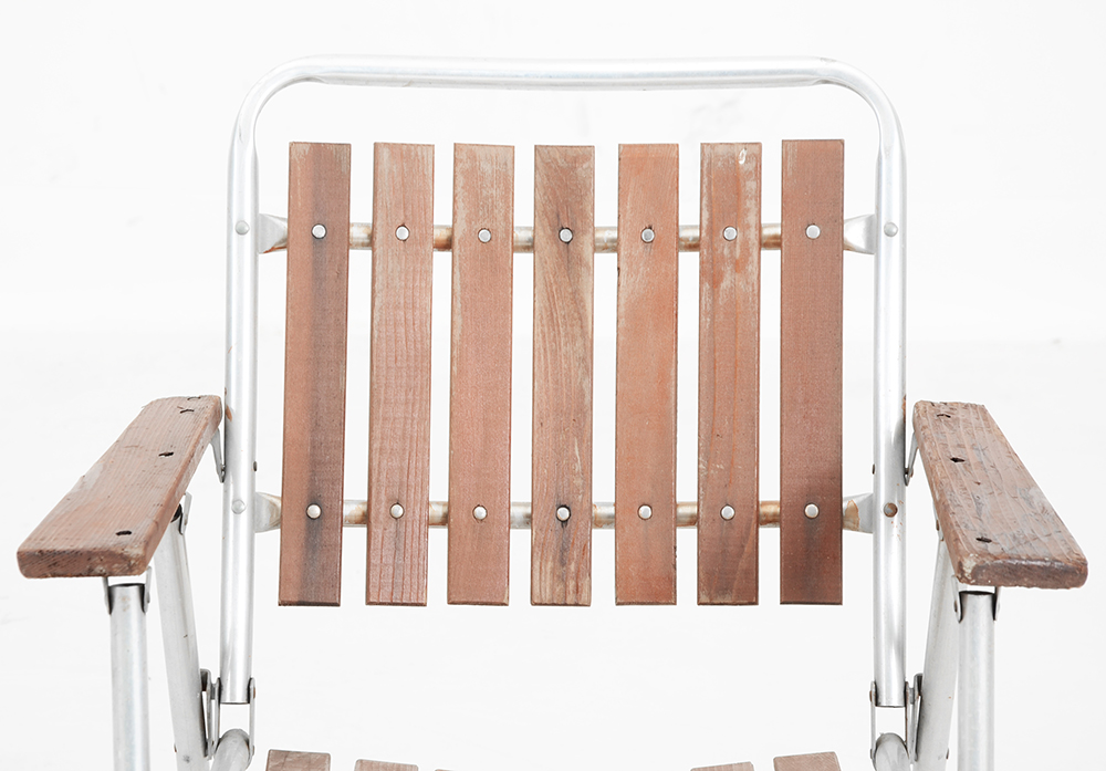 1960s Aluminum and Redwood Folding Lawn Chairs
