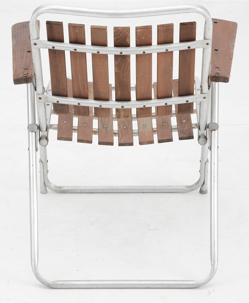1960s Aluminum and Redwood Folding Lawn Chairs