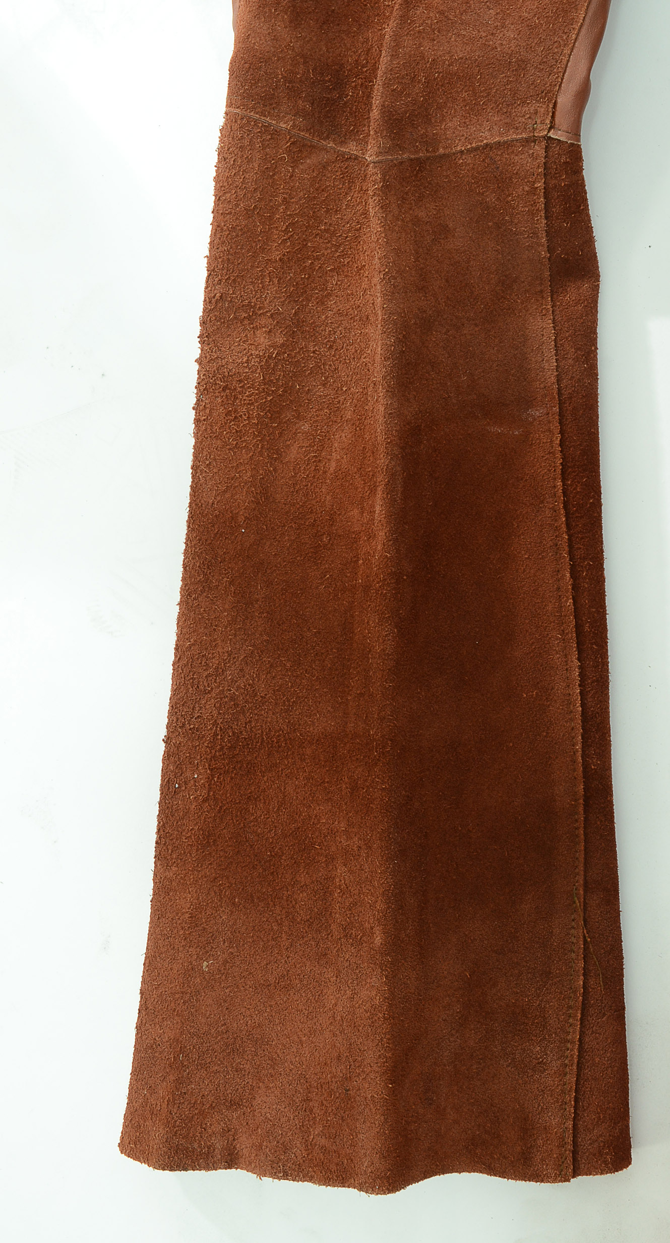 Pair of 70s Vintage Pioneer Wear of Albuquerque Brown Suede Leather Boot Cut Riding Pants